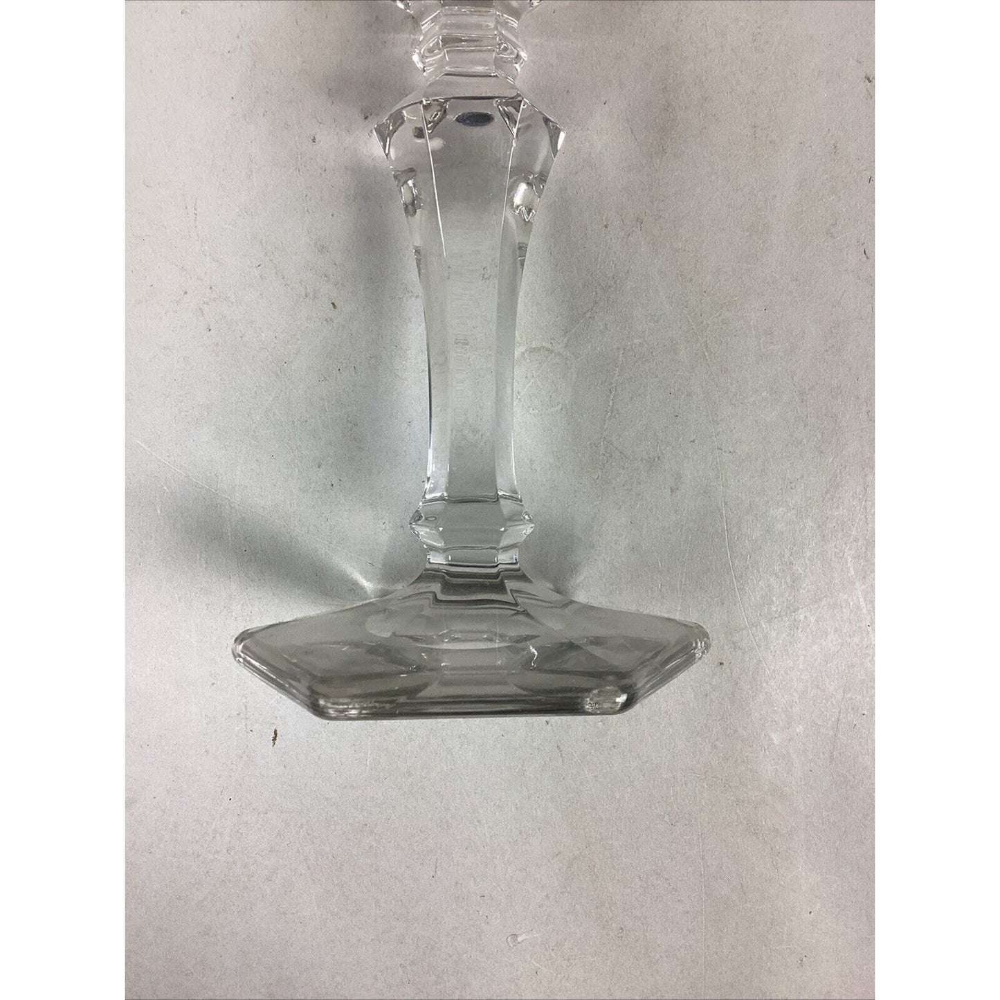 Elegant Clear Glass Candle Holder With Hexagon Base - 8”H