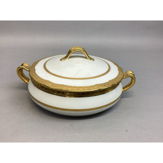 Haviland Limoges Round Covered Vegetable Dish W/ Gold Trim - # 32681