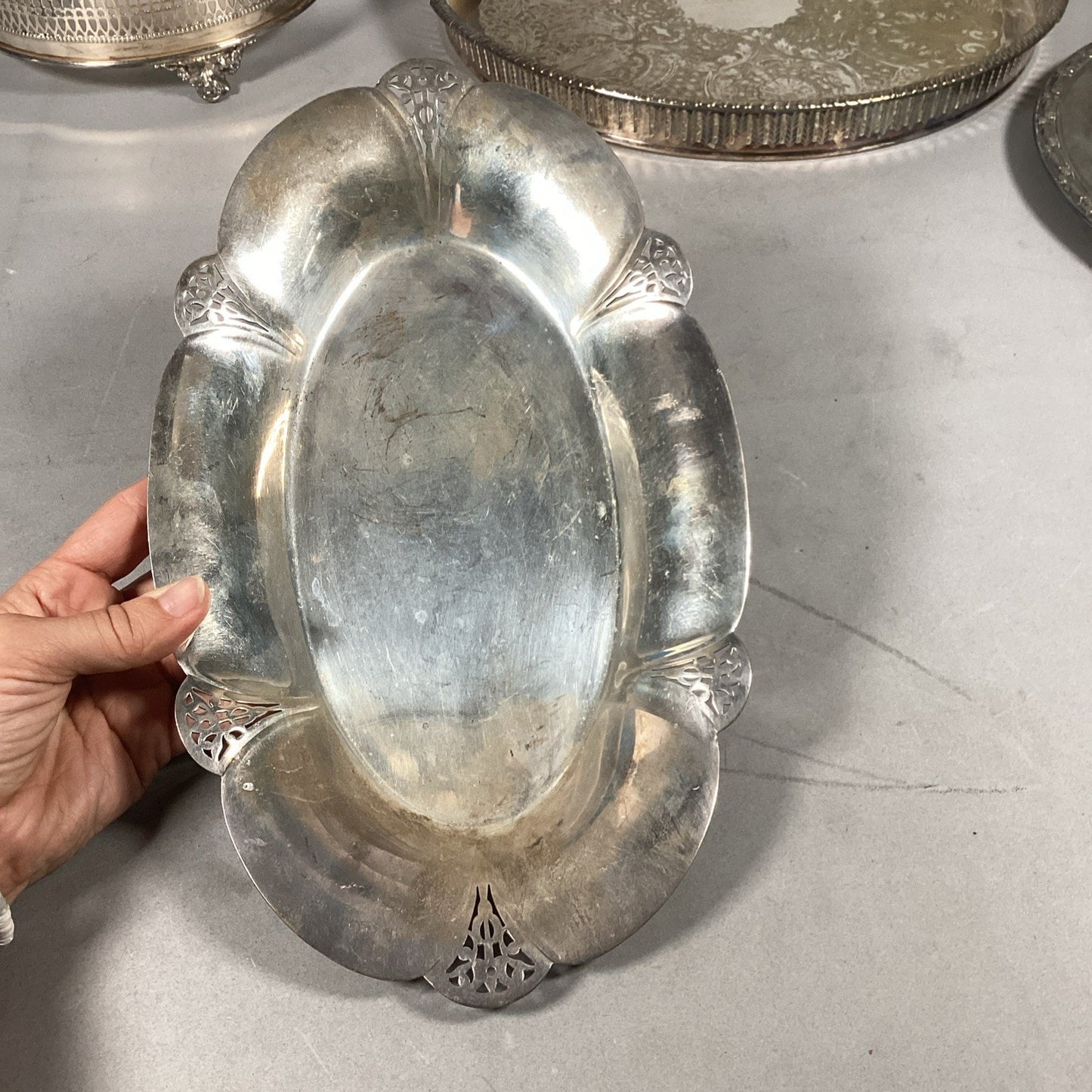 Set Of Vintage Silver Plated Serving Dishes Trays