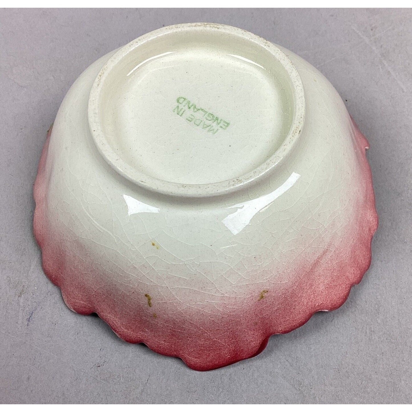 Floral Pink Trinket Dish - Made In England - 1.25”x3”