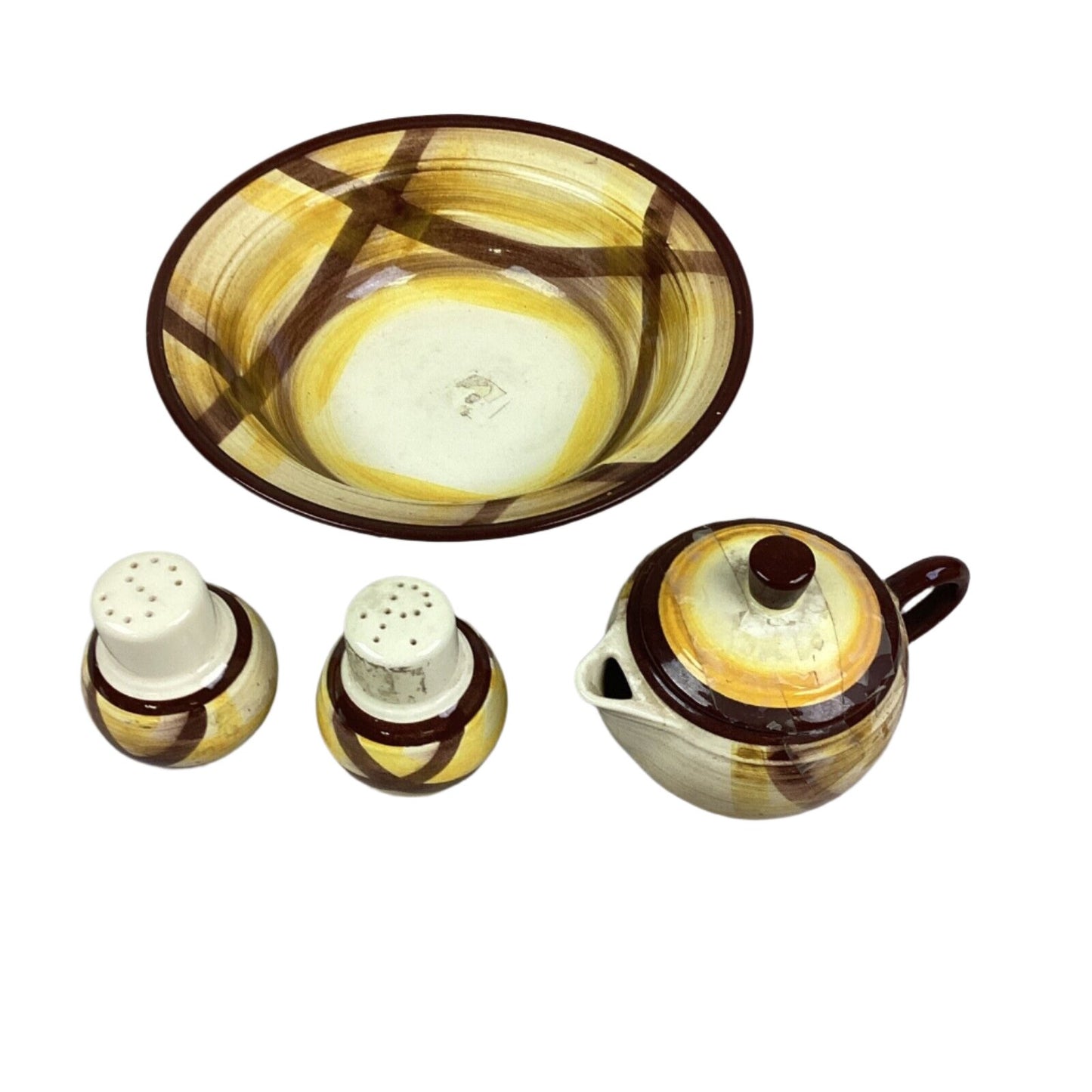 Vernon Kilns Vernonware Set of 4 - Bowl, Creamer, Salt N Pepper Shaker