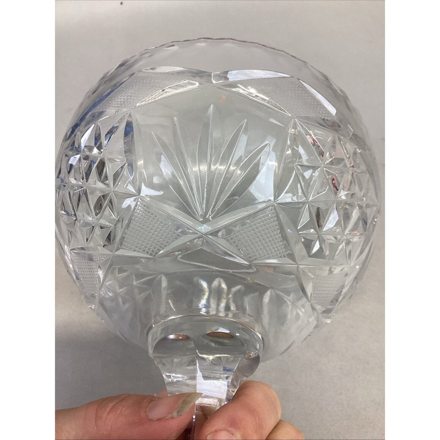 Vintage Decorative Cut Glass Pedestal Dome Lid Candy Nut Dish - 12”H