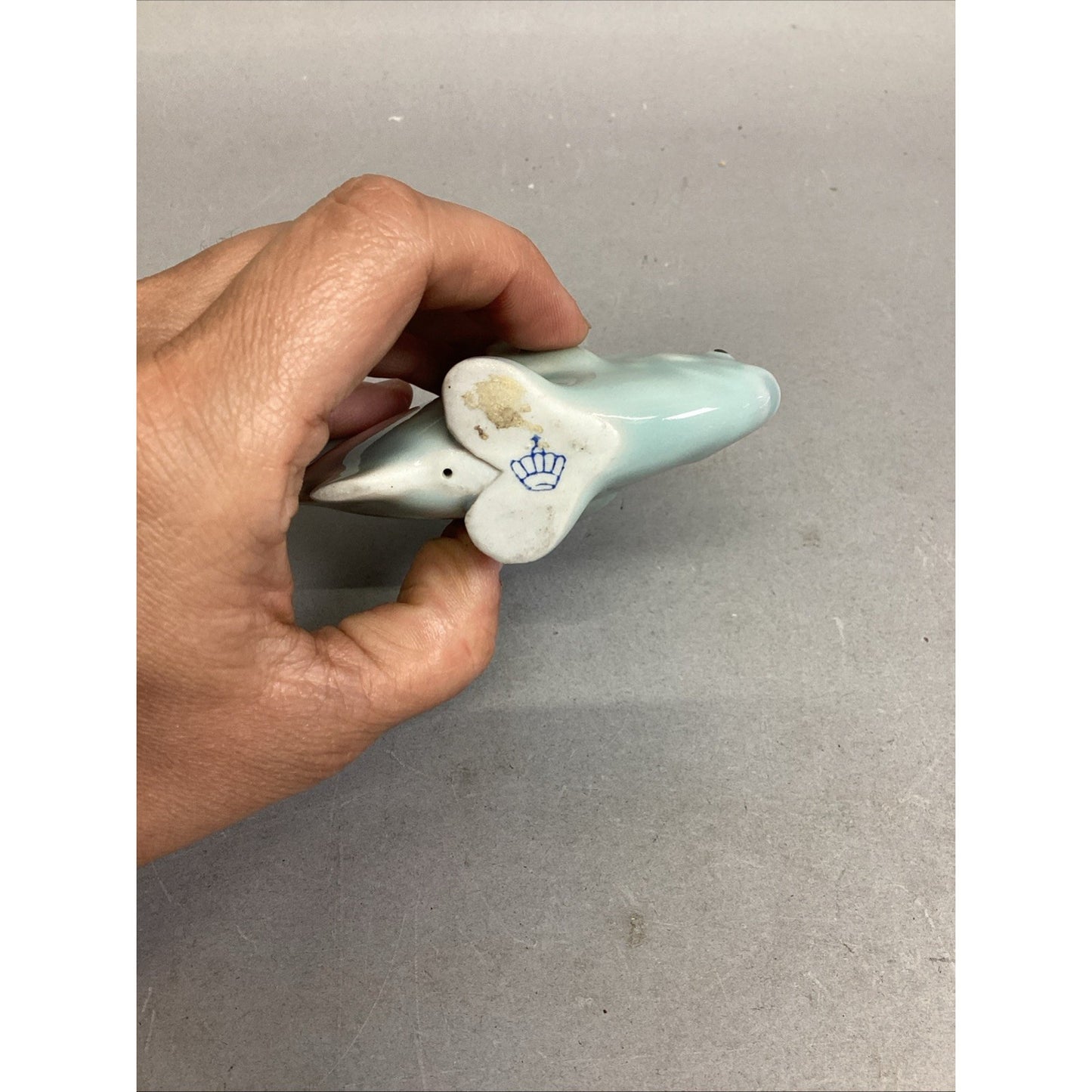 Vintage Porcelain Blue Fish Figurine - 4.25x1.5x3.25”