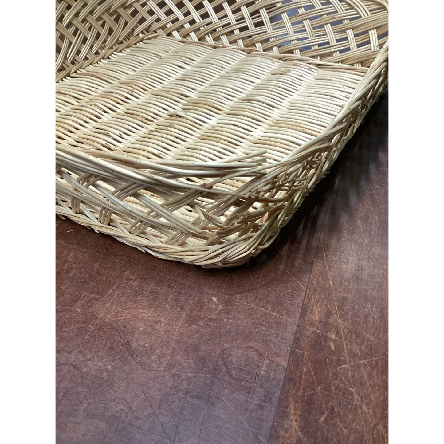 Vintage Wicker Bread Basket - 14.5”D