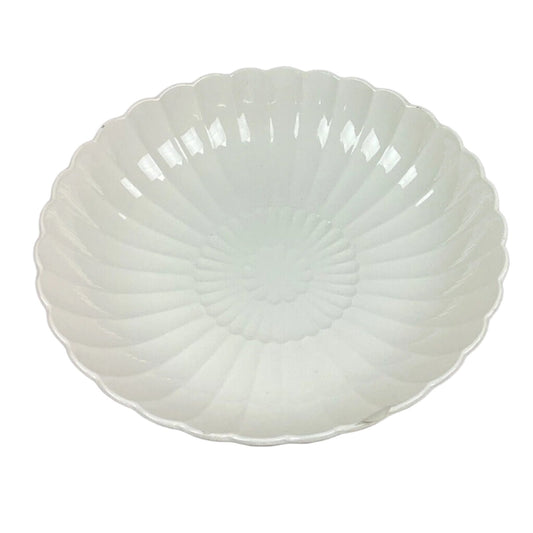 White Round Scalloped Serving Bowl - 2.5”Hx9 3/4”D