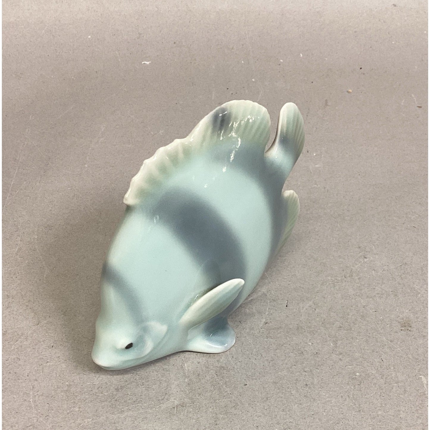 Vintage Porcelain Blue Fish Figurine - 4.25x1.5x3.25”
