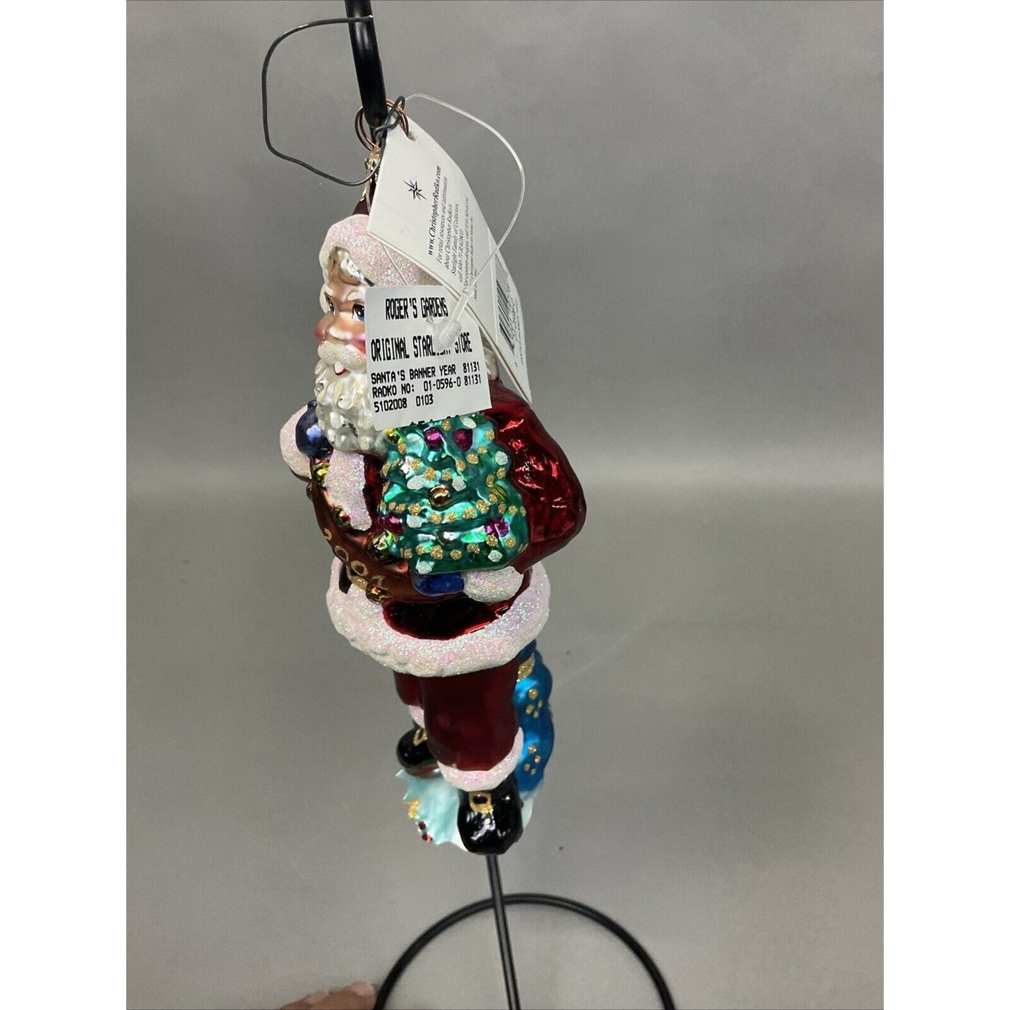 Radko Santa’s Banner Year + Santa In Blue Robe Christmas Ornaments / Damaged
