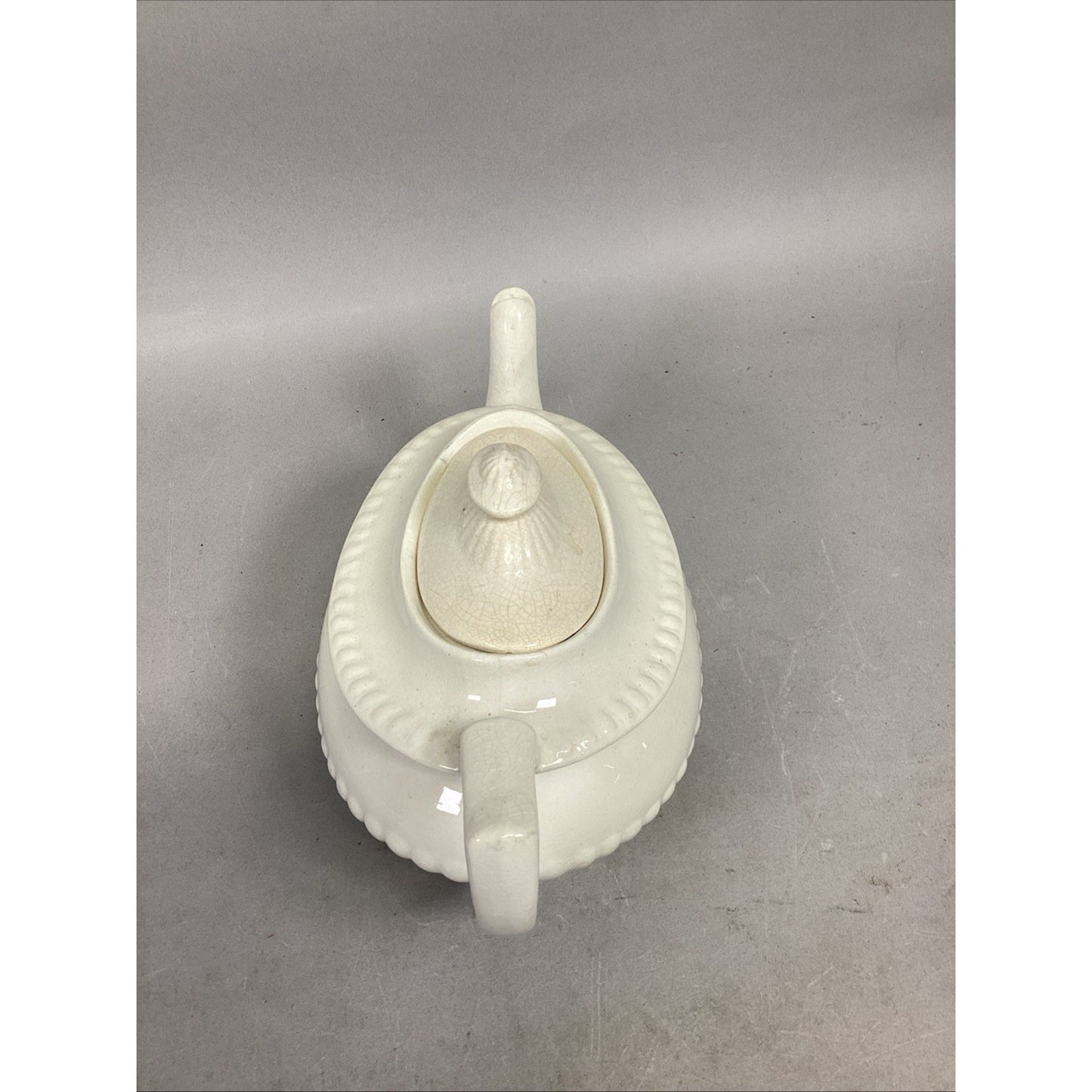 Vintage White Ceramic Teapot With Lid - 9.75x5.5x5.75”