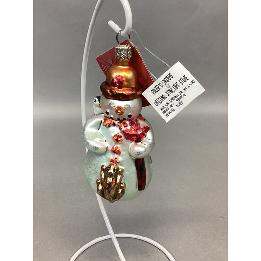 Radko Woodland Winds Carlton Snowman JR. Glass Christmas Ornament W/ Tags
