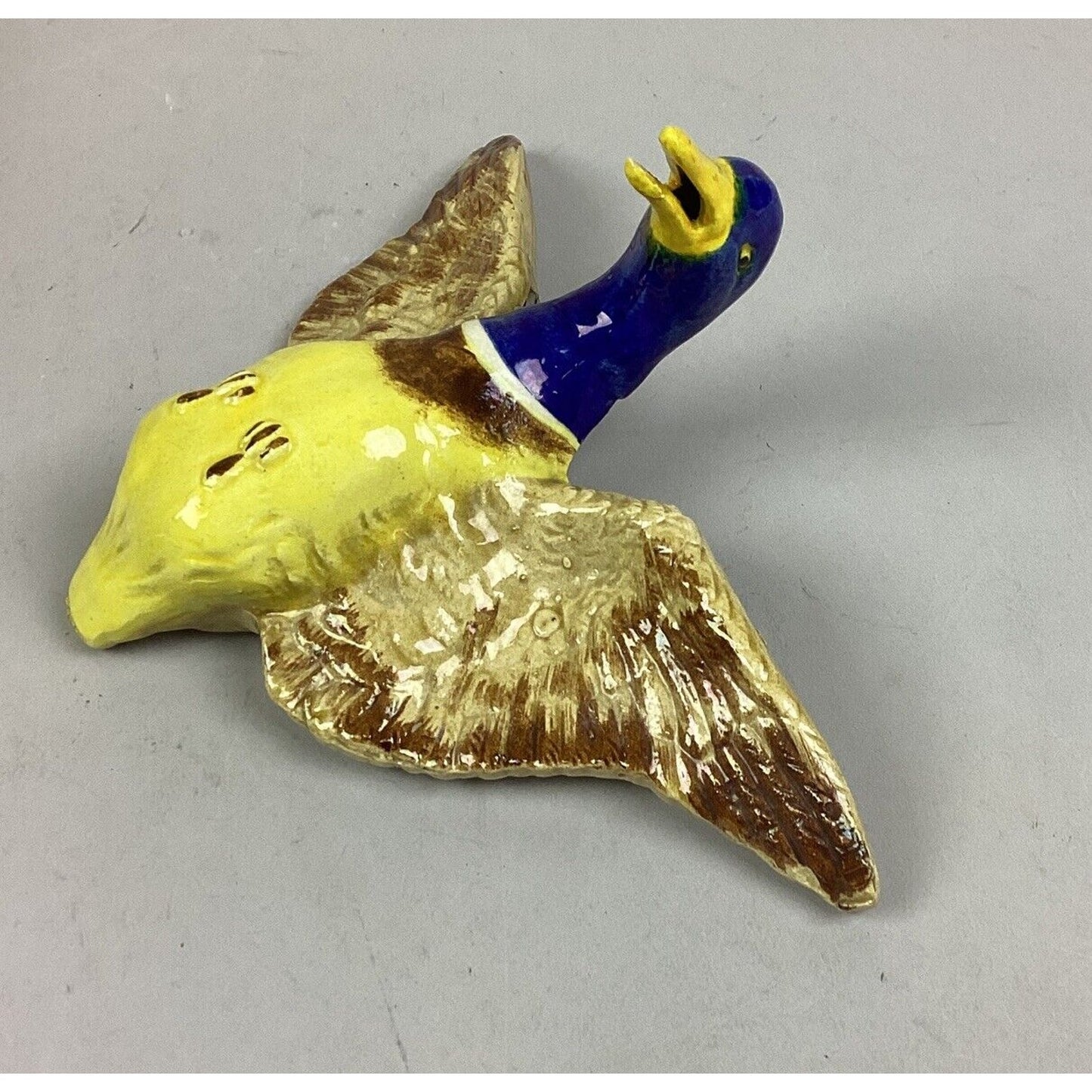 Vintage Flying Yellow Duck W/ Blue Head Wall Decoration - 7”