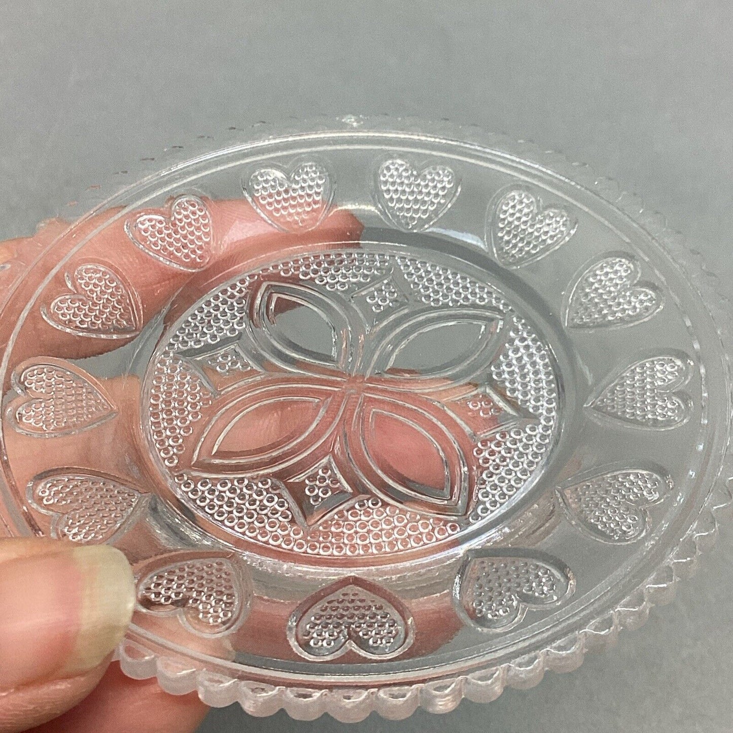 Antique Sandwich Glass Fiery Opalescent Pressed 13 HEART Plate