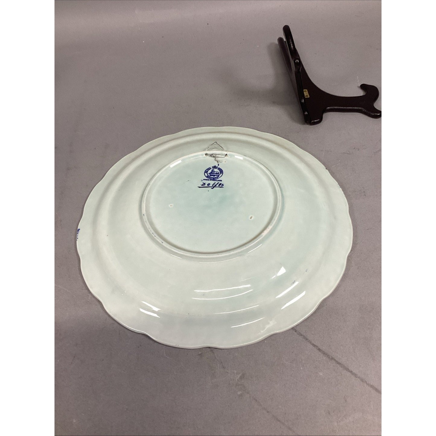 Vtg. Delft Royal Sphinx Maastricht 12" Sailboats/Windmill Plate Made In Holland