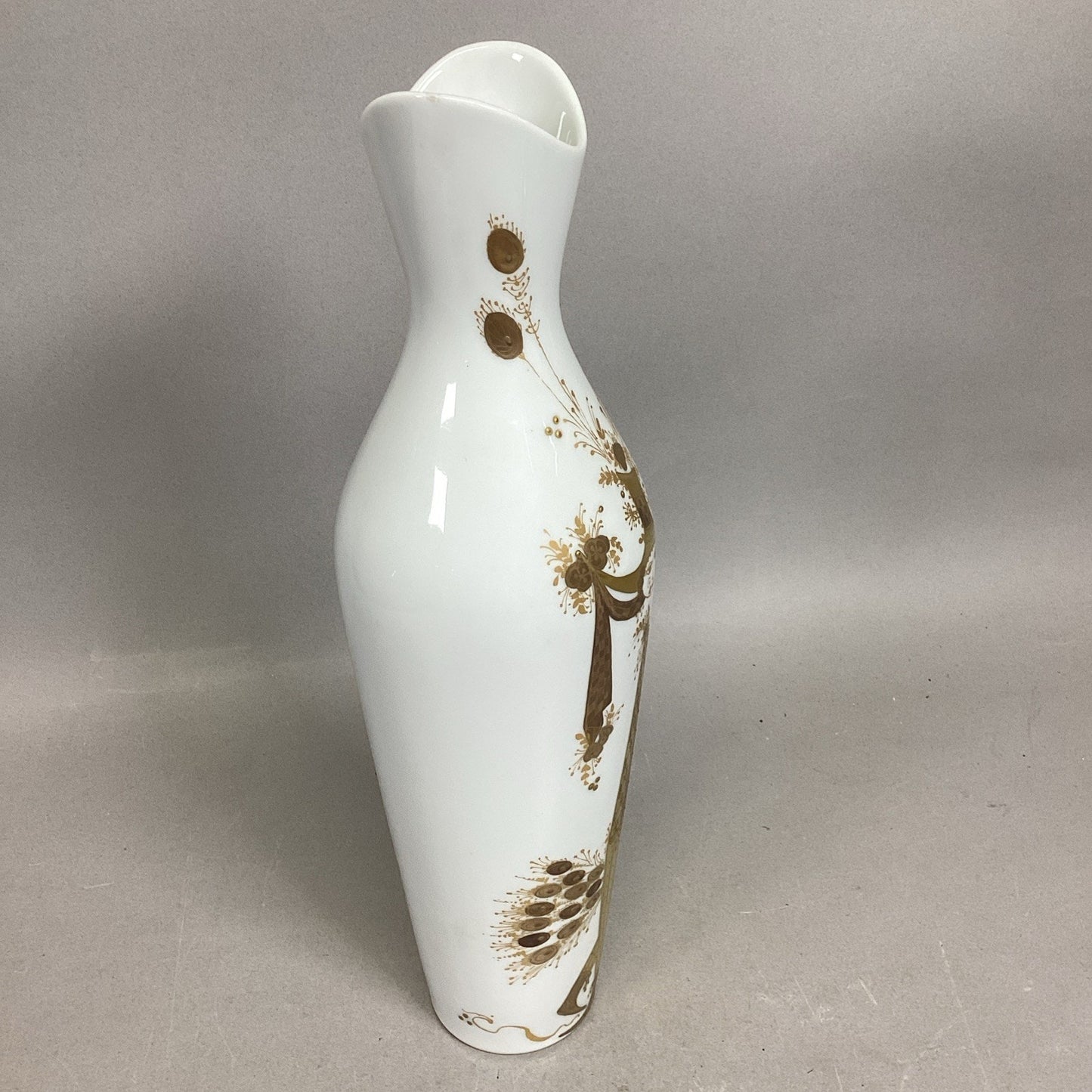 Bjorn Wiinglad Rosenthal Porcelain & Gold Decorative Vase - Germany - 13”H #1583