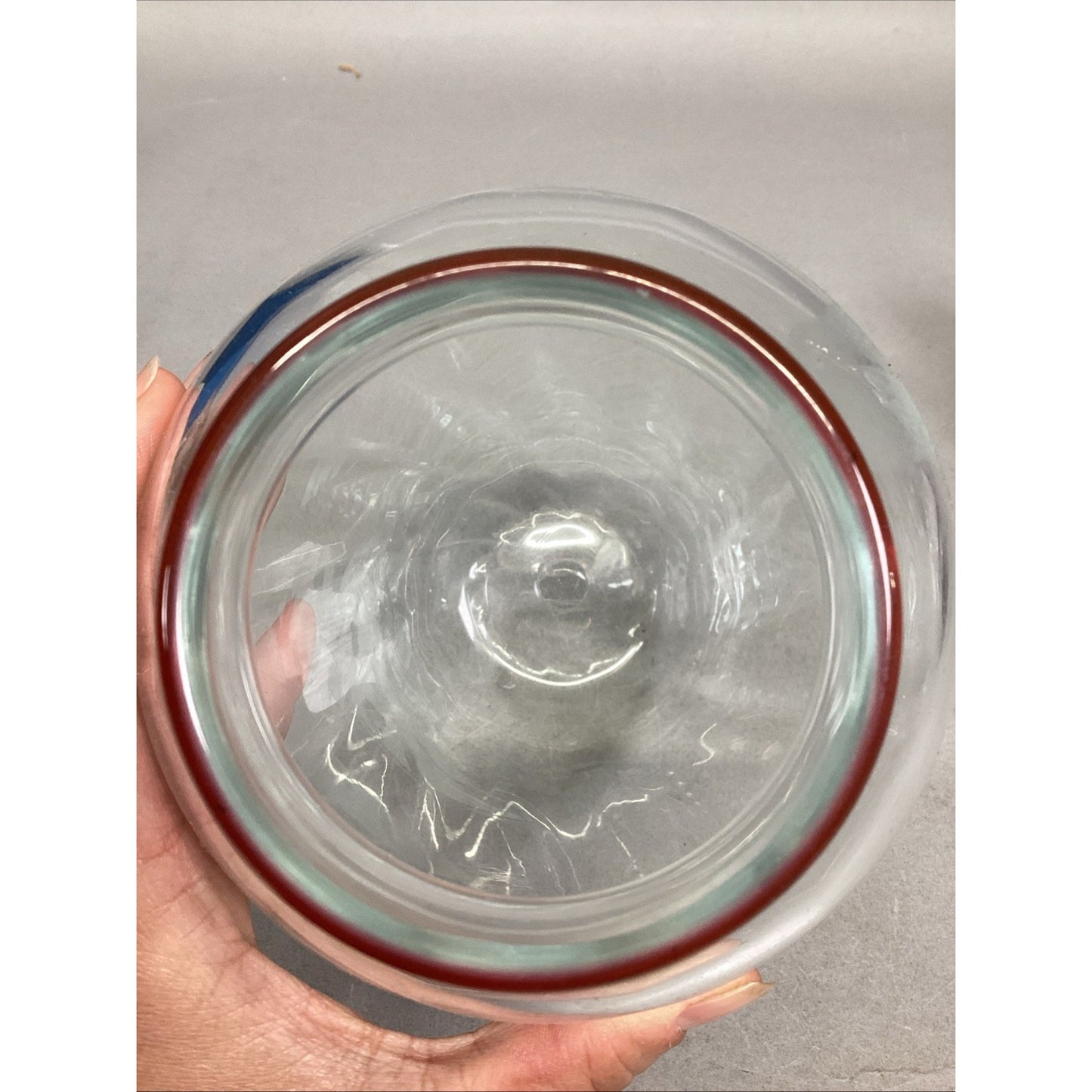 Lot Of 2 Glass Vases - 1 Large With Red Rim & 1 Bud Vase