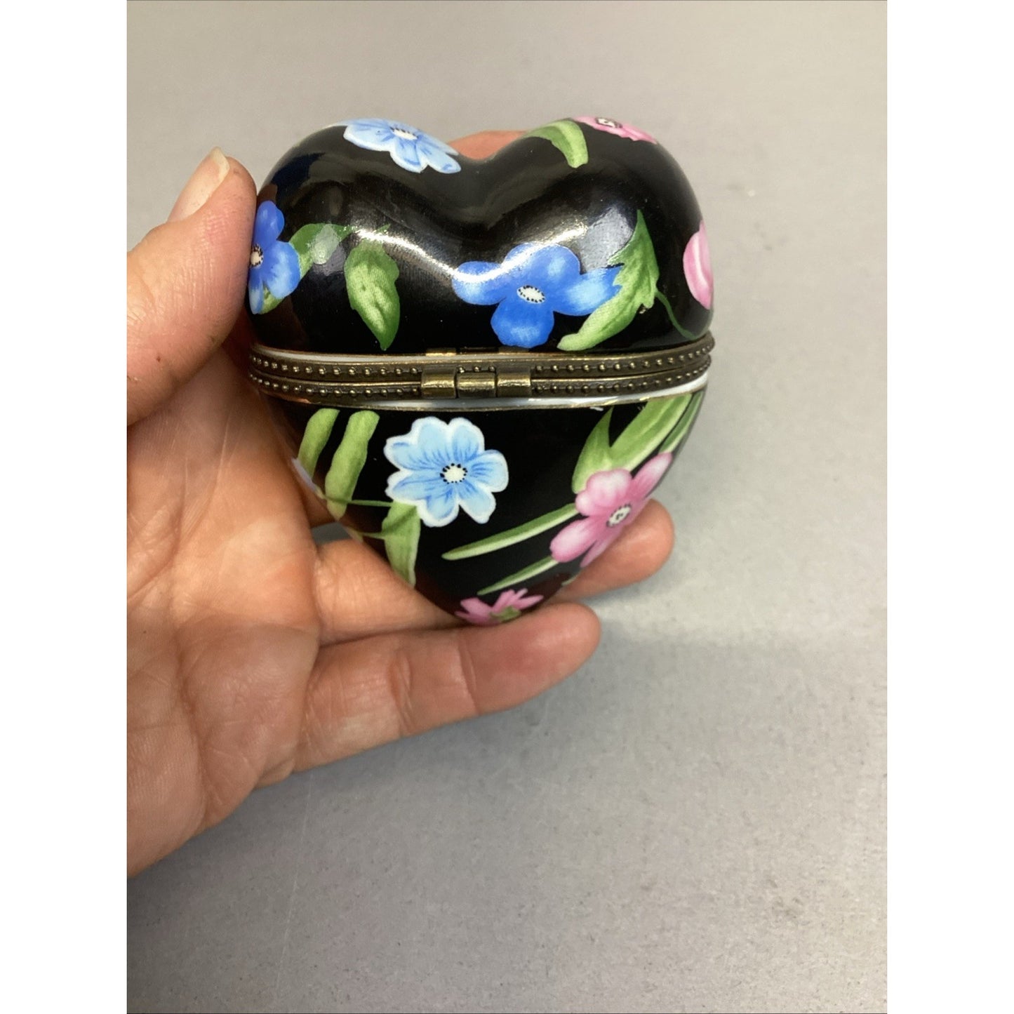 Vintage Floral Heart  Heart Trinket Box