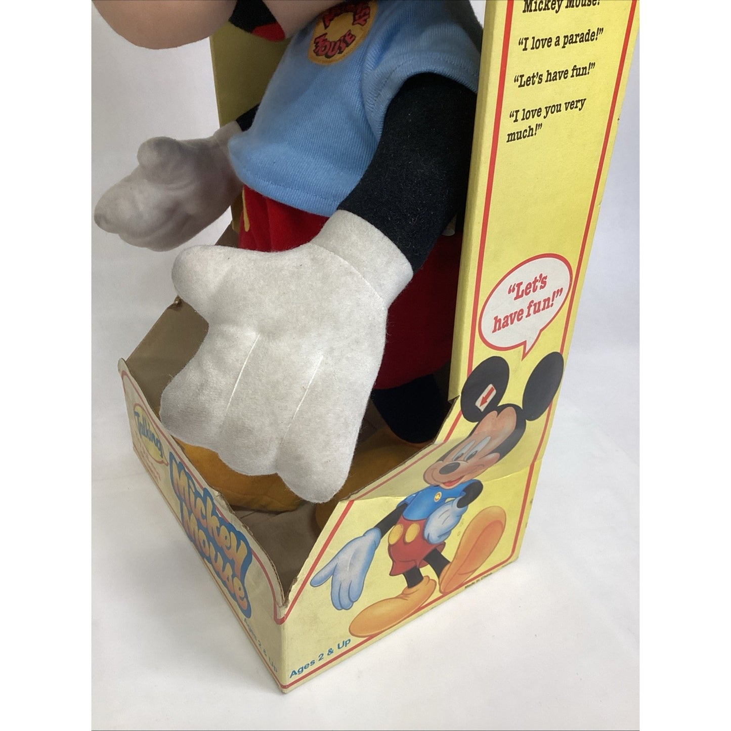 1988 DISNEY Talking Mickey Mouse Pull String Playskool 22" Plush 70488 Works