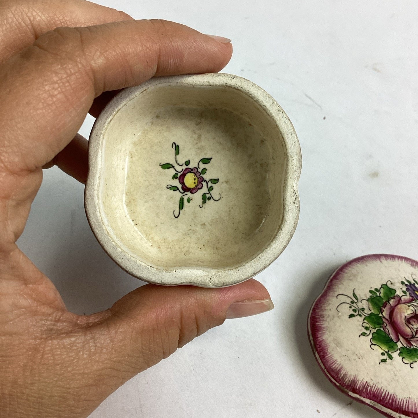 Antique Clamecy Earthenware Jewelry Box Trinket Box - Made In France