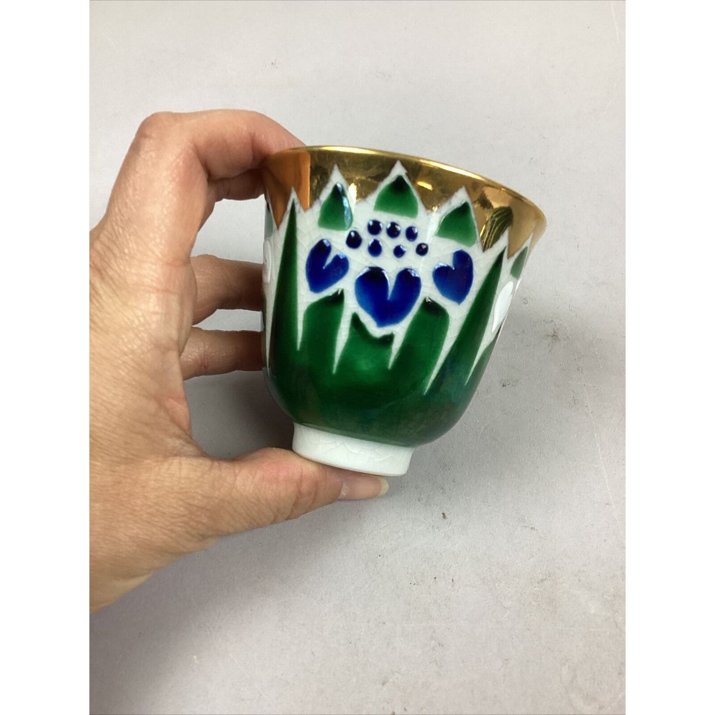 Japanese Kutani Hand Painted Iris With Gold Teapot And Tea Cup Set - Damaged
