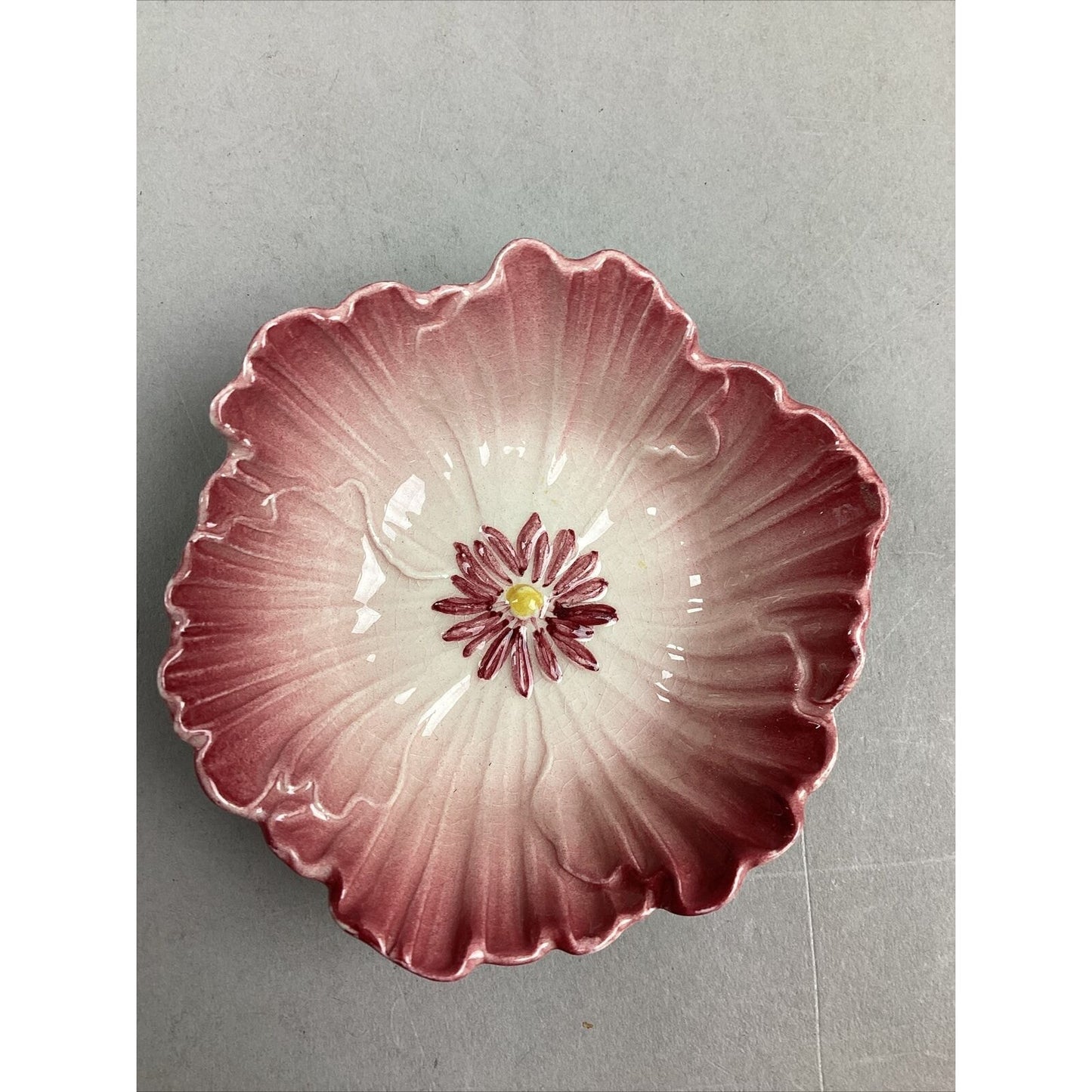 Floral Pink Trinket Dish - Made In England - 1.25”x3”