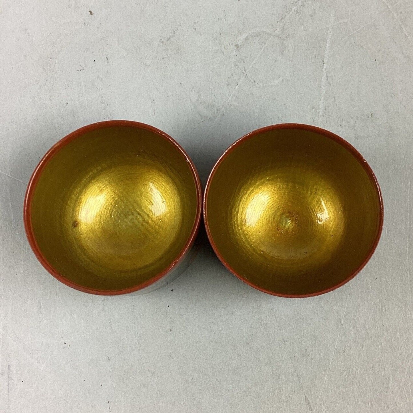 Vintage Russian USSR Folk Art Hand Painted Wooden Cups - Set of 3