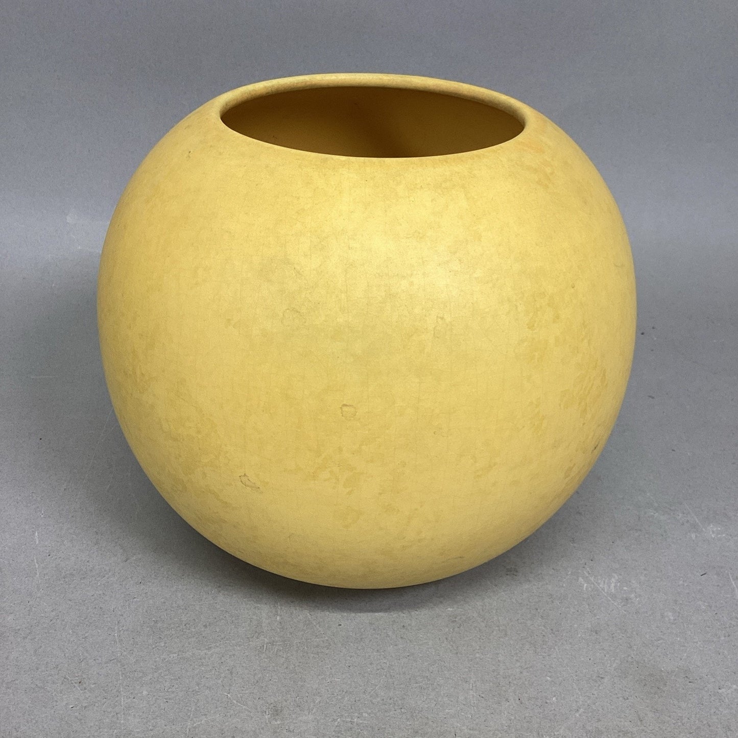 Vintage Yellow Ceramic Spherical Vase - 6”H