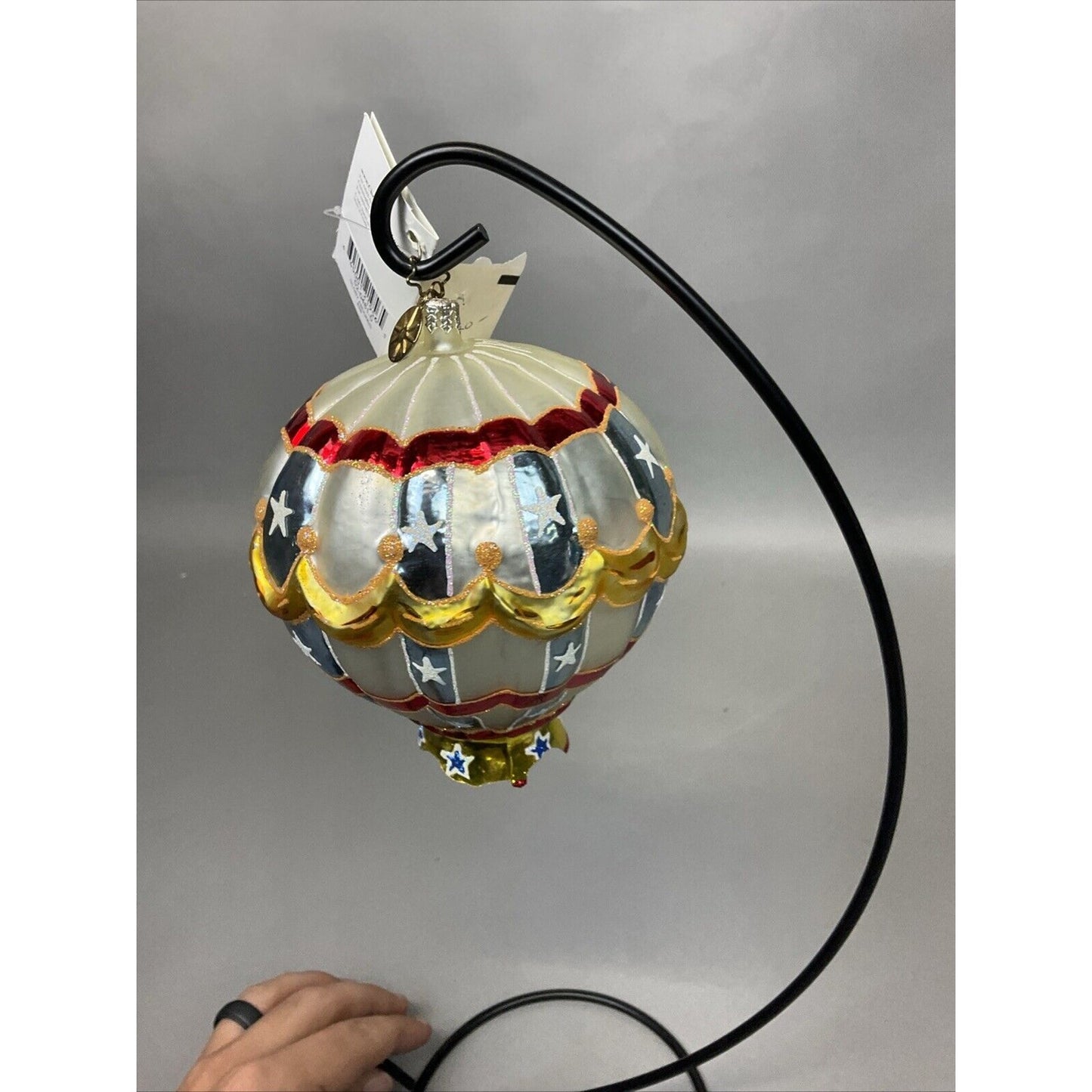 Radko Glory Abounds + Candy Striped Balloon Christmas Ornament / Damaged
