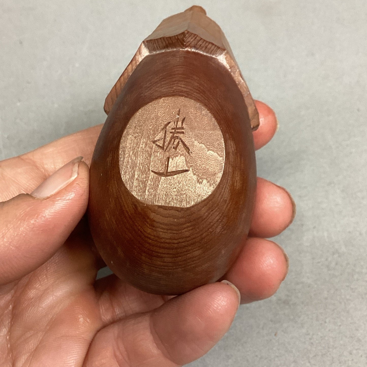 Hand Carved Wooden Grasshopper Cricket On Pear Miniature Trinket Box Figurine
