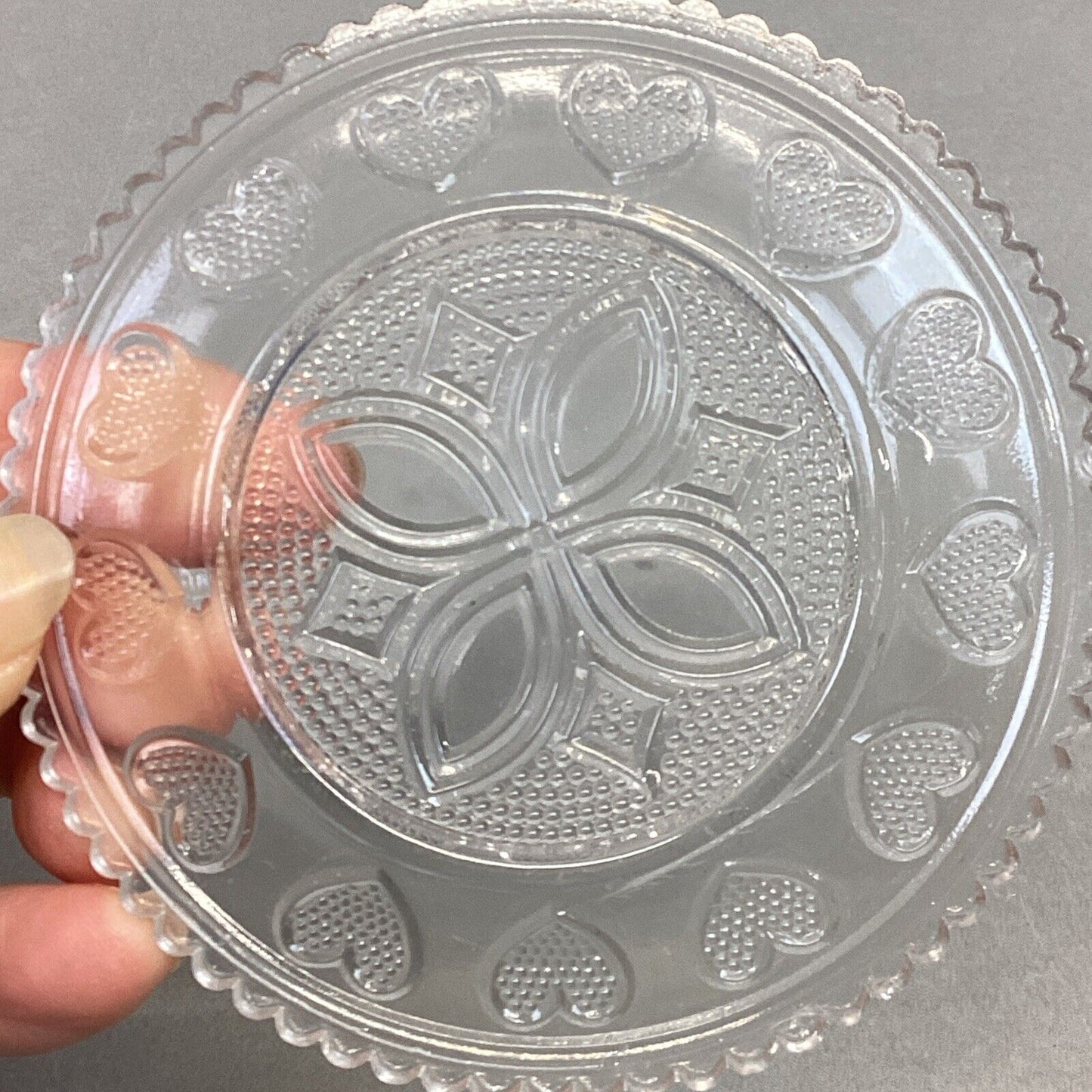 Antique Sandwich Glass Fiery Opalescent Pressed 13 HEART Plate