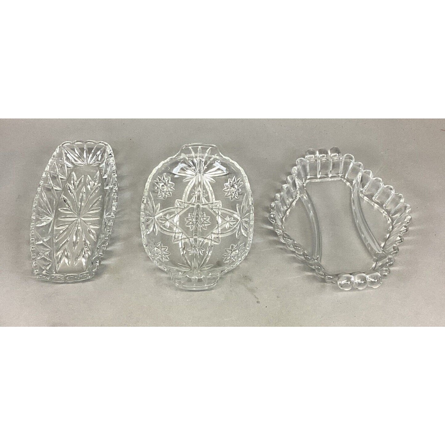 Set Of 3 Decorative Glass Butter Candy Serving Dishes
