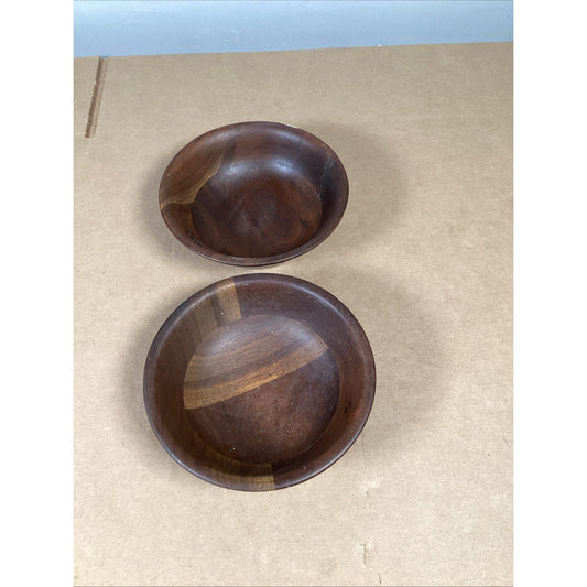 Set Of 2 Real Walnut Dessert Salad Bowls By Vermillion