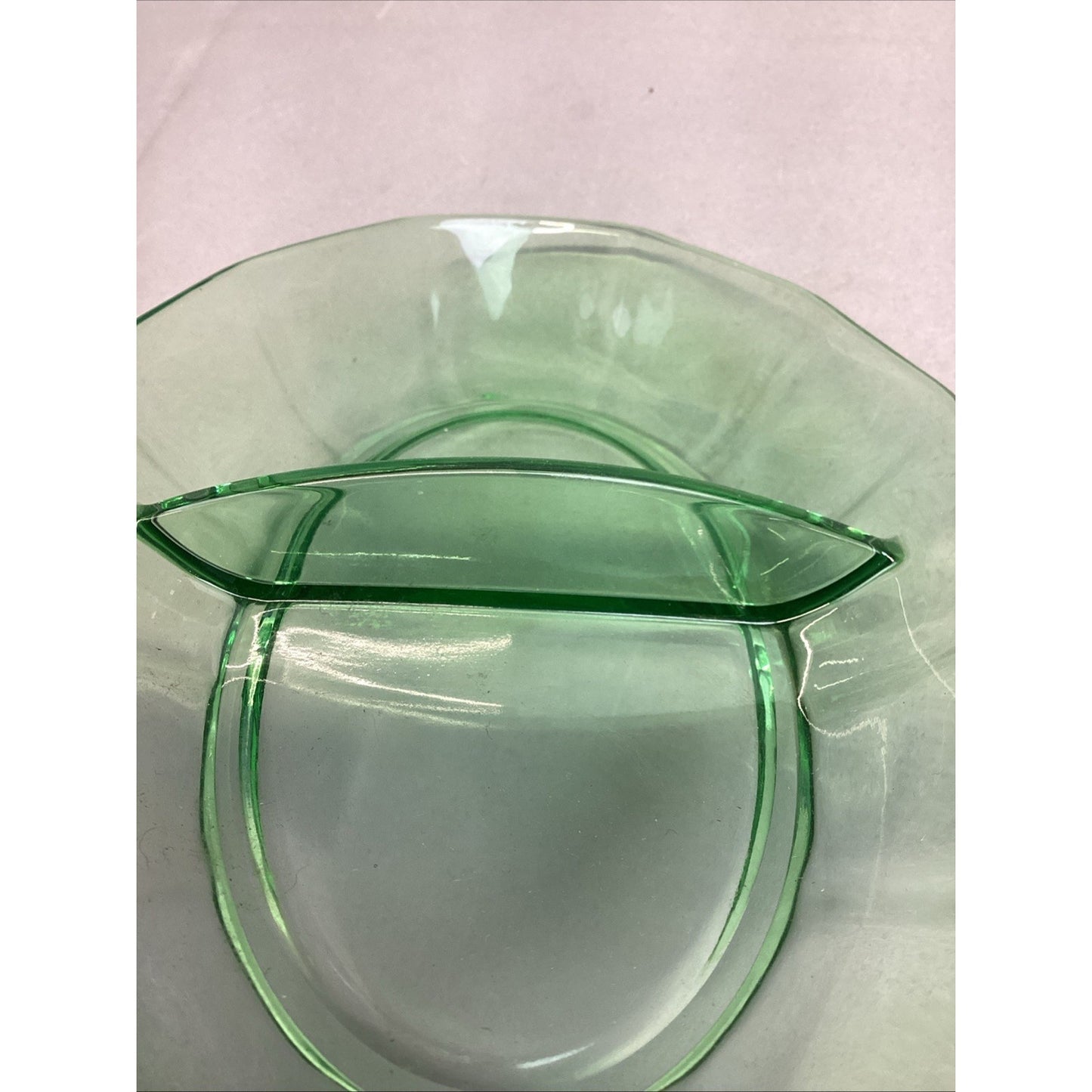 Vintage Green Uranium Elegant Glass Relish, Candy, Nut Dish