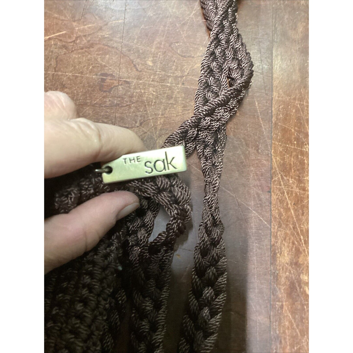 THE SAK Brown Crochet Crossbody Bag Purse