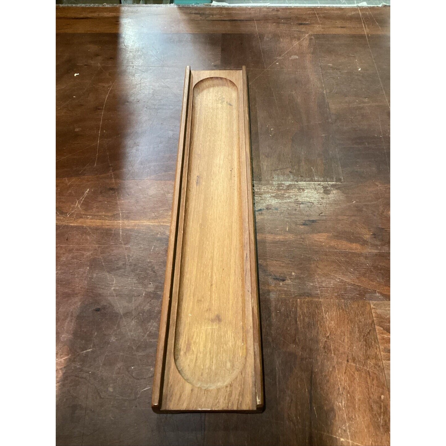 Vintage Teak Wood Serving Tray Made In Thailand - 18x3.5” Unusual Design