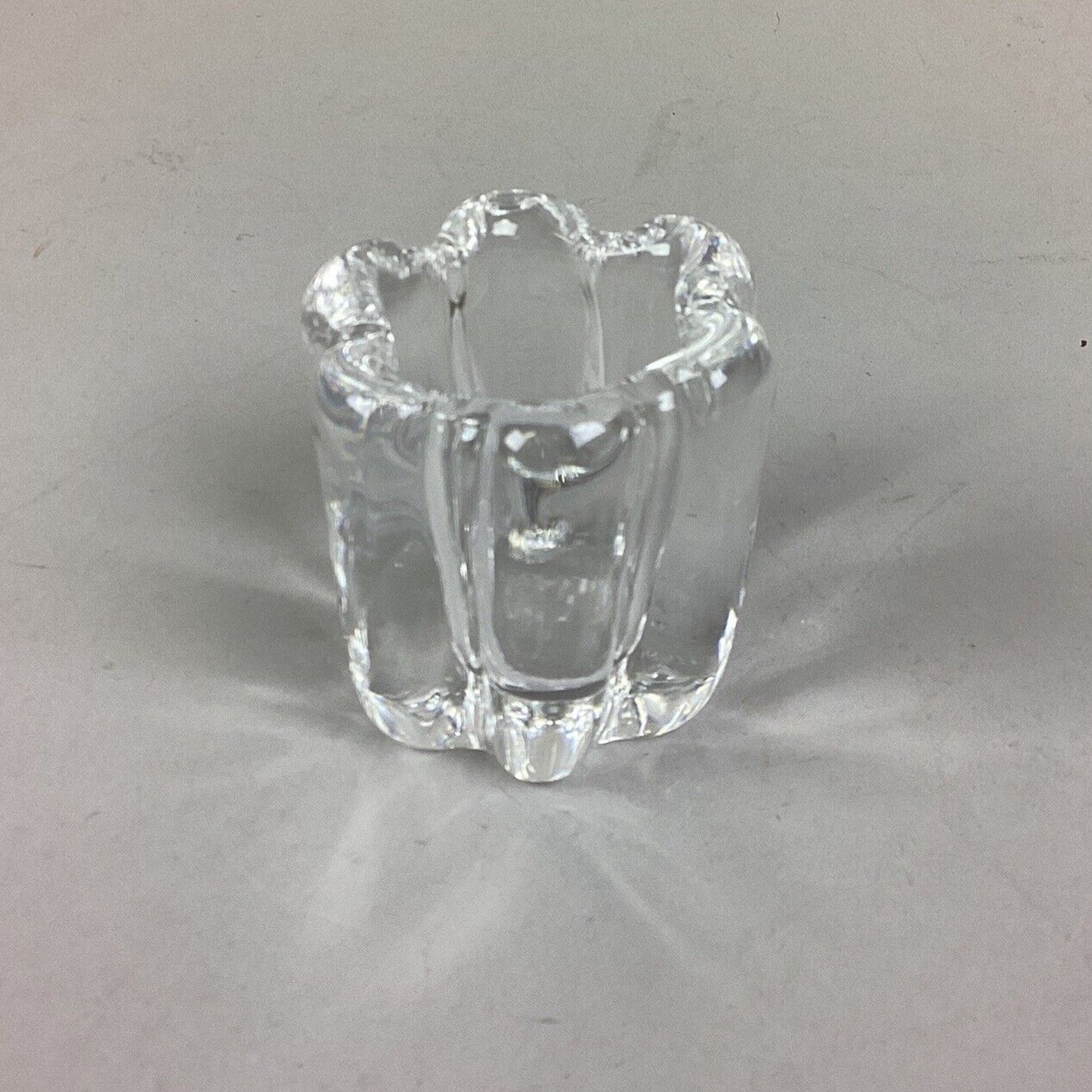 Vintage Orrefors Small Crystal Candle Holder - 3” - Made In Sweden