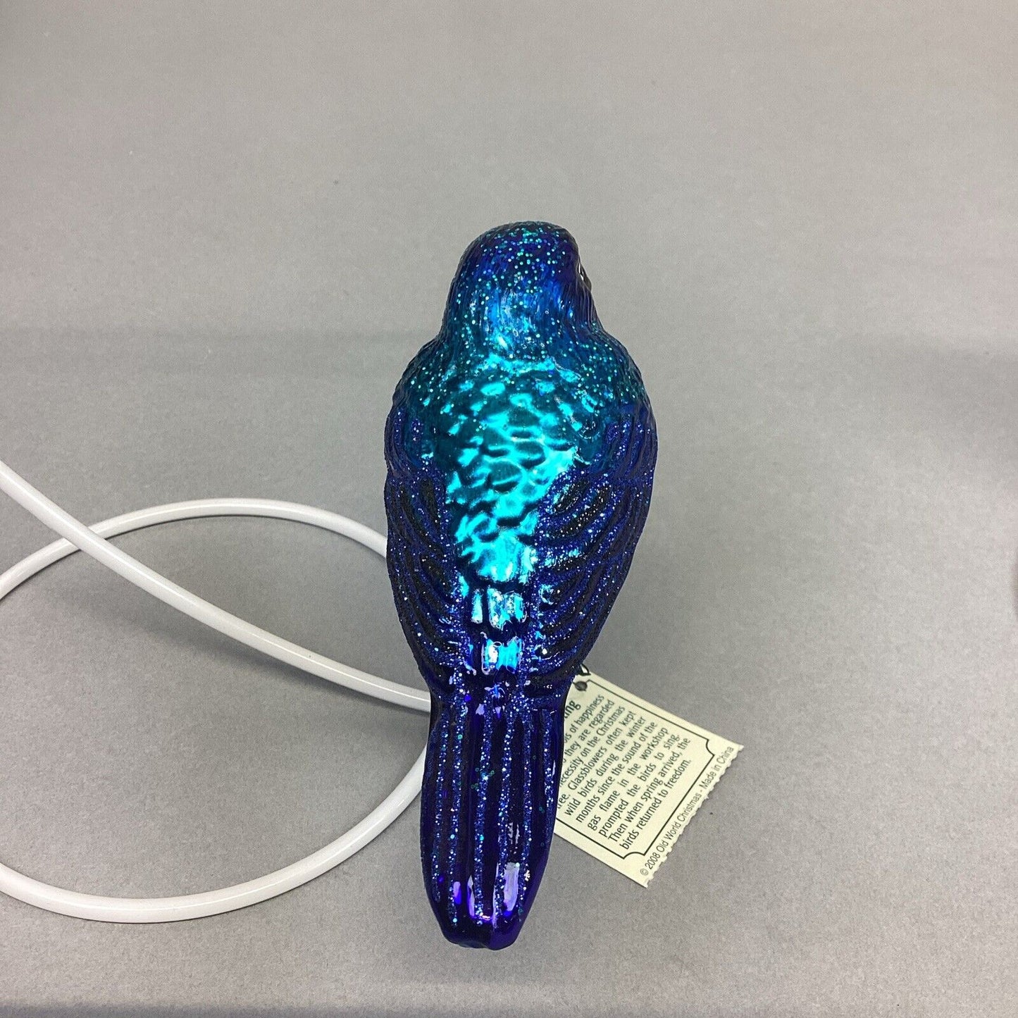 Old World Indigo Bunting, VFA Snowman & Small White Glitter Heart Ornaments