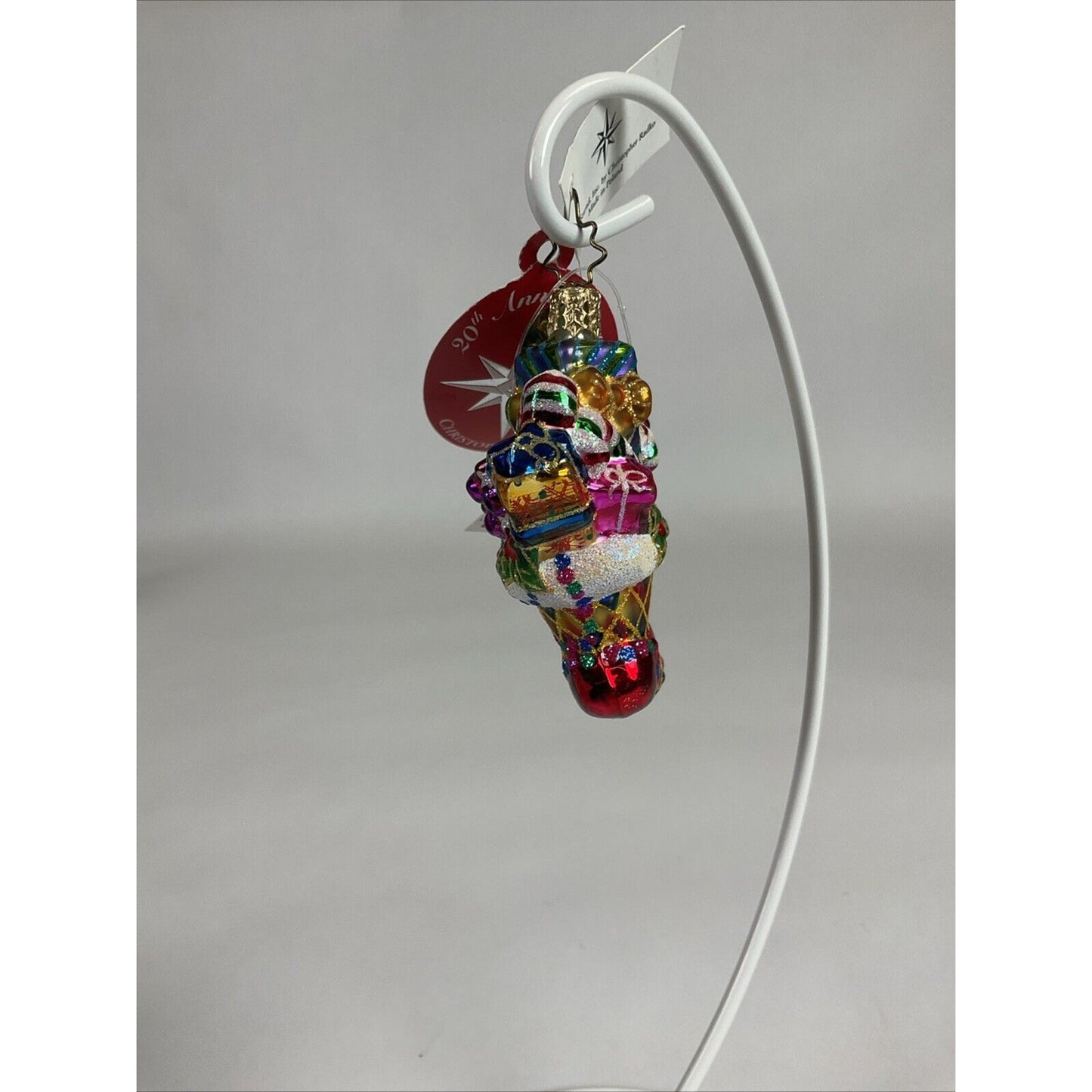 Christopher Radko Fancy Footwork Gem Stocking Stacked With Presents Ornament