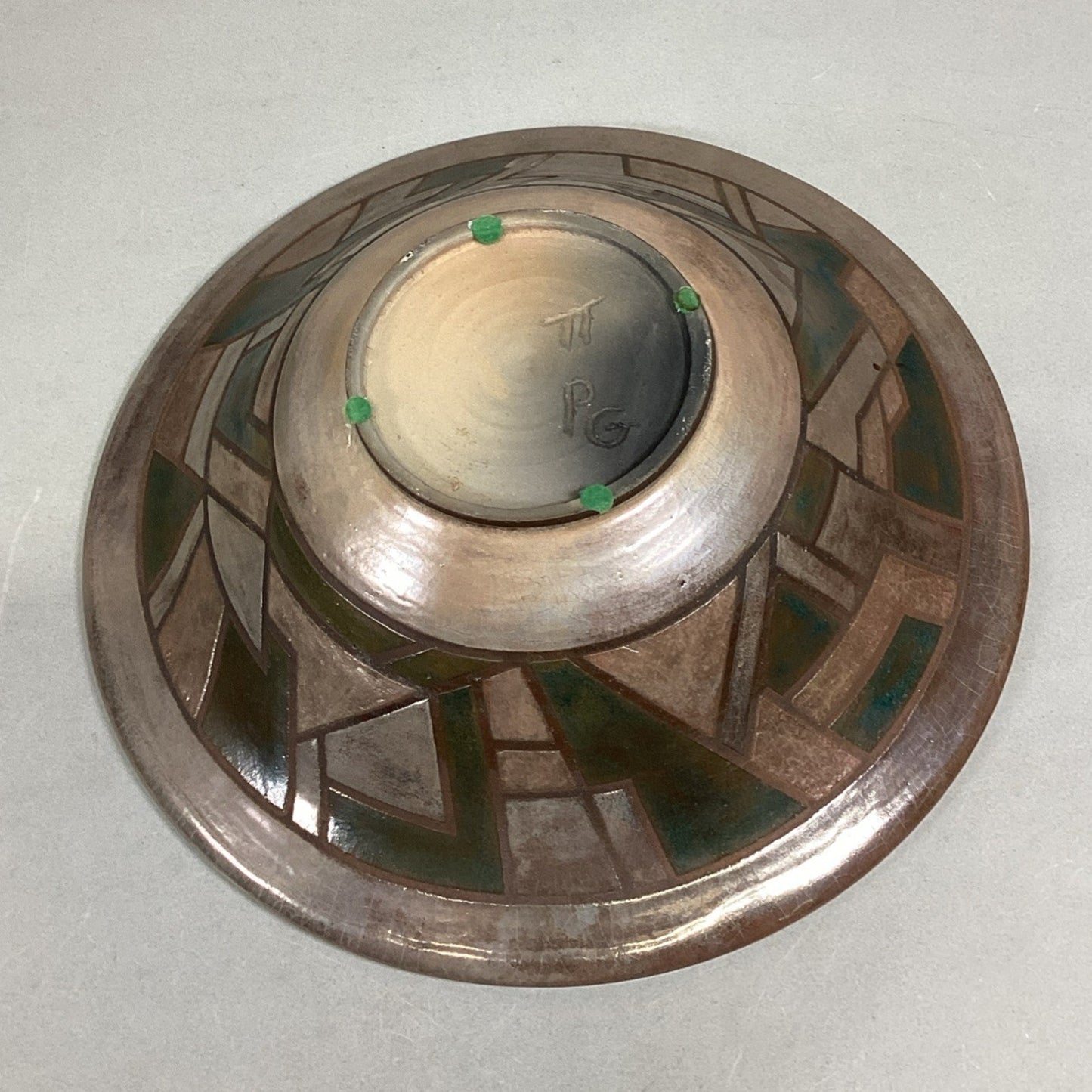 Handmade Pottery Large Geometric Shape Salad Or Fruit Bowl - 13”D