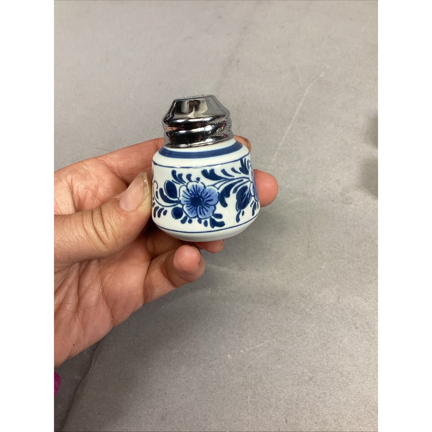 Delft Salt & Pepper Shakers W/ 4 Delft Napkin Ring Holders