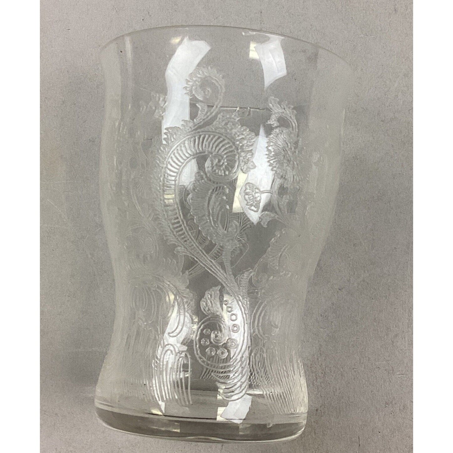 3 Vintage Decorative Glass Tumblers - Etched Glass, Daisy/Buttons & Floral Glass