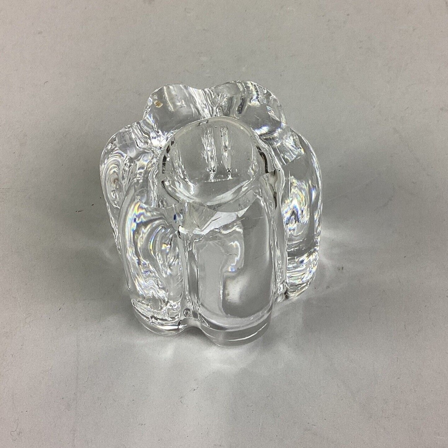Vintage Orrefors Small Crystal Candle Holder - 3” - Made In Sweden