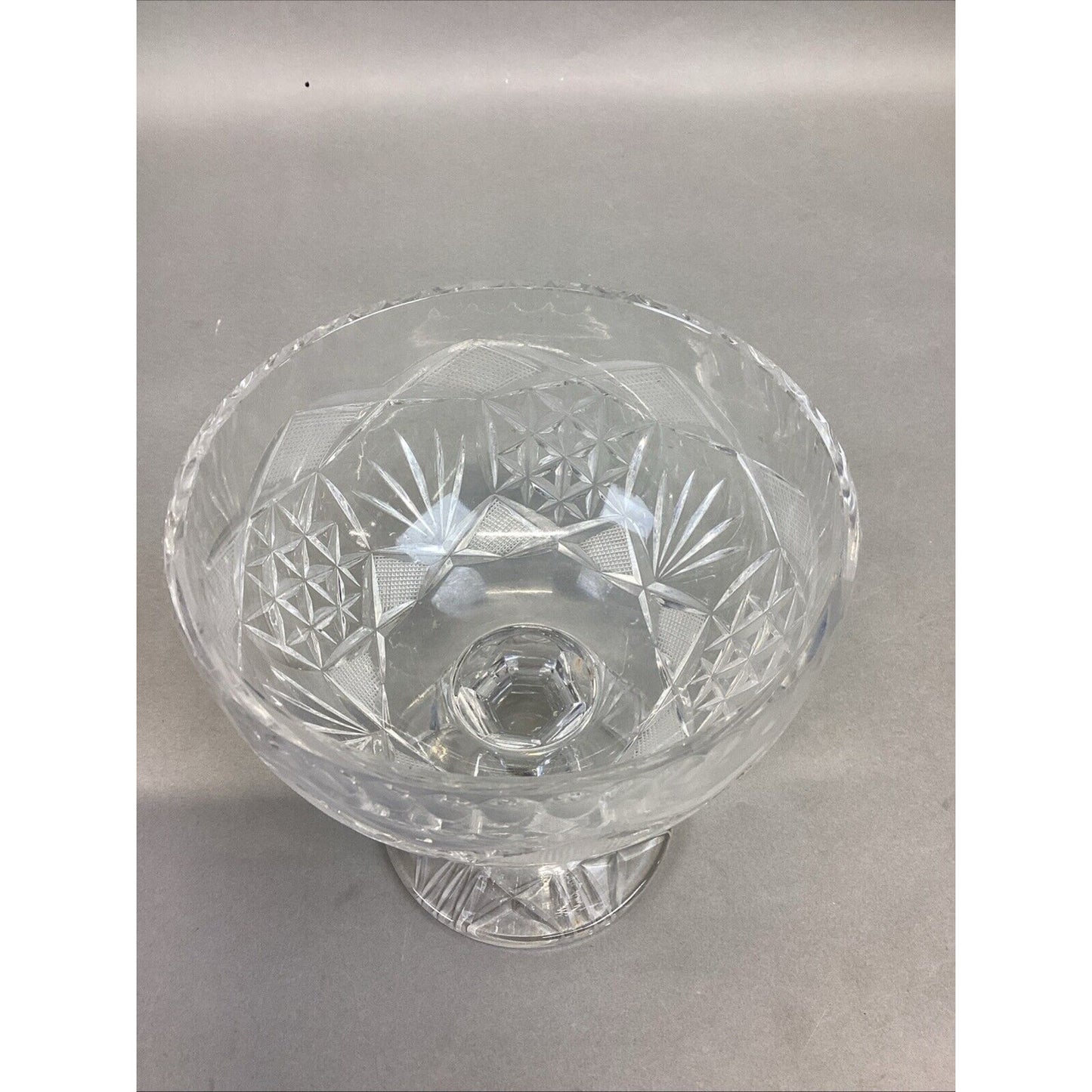 Vintage Decorative Cut Glass Pedestal Dome Lid Candy Nut Dish - 12”H
