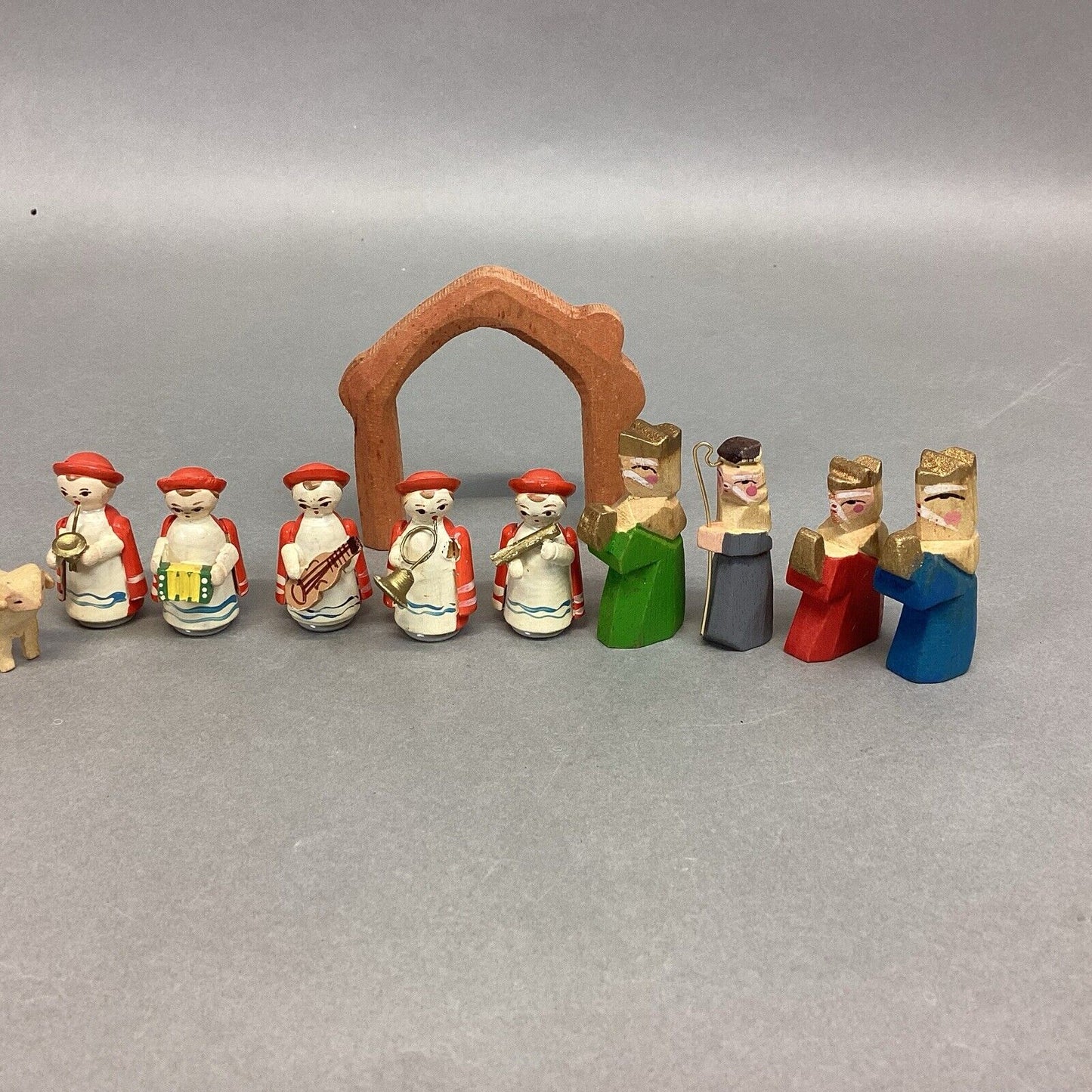 Vintage Wooden Nativity Figures - 11 Piece Set