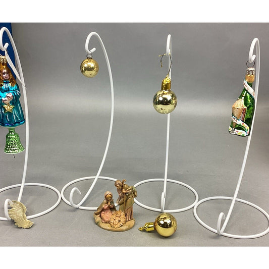 6 Vintage Christmas Ornaments - Angel, Nativity, Gold Balls, Champagne