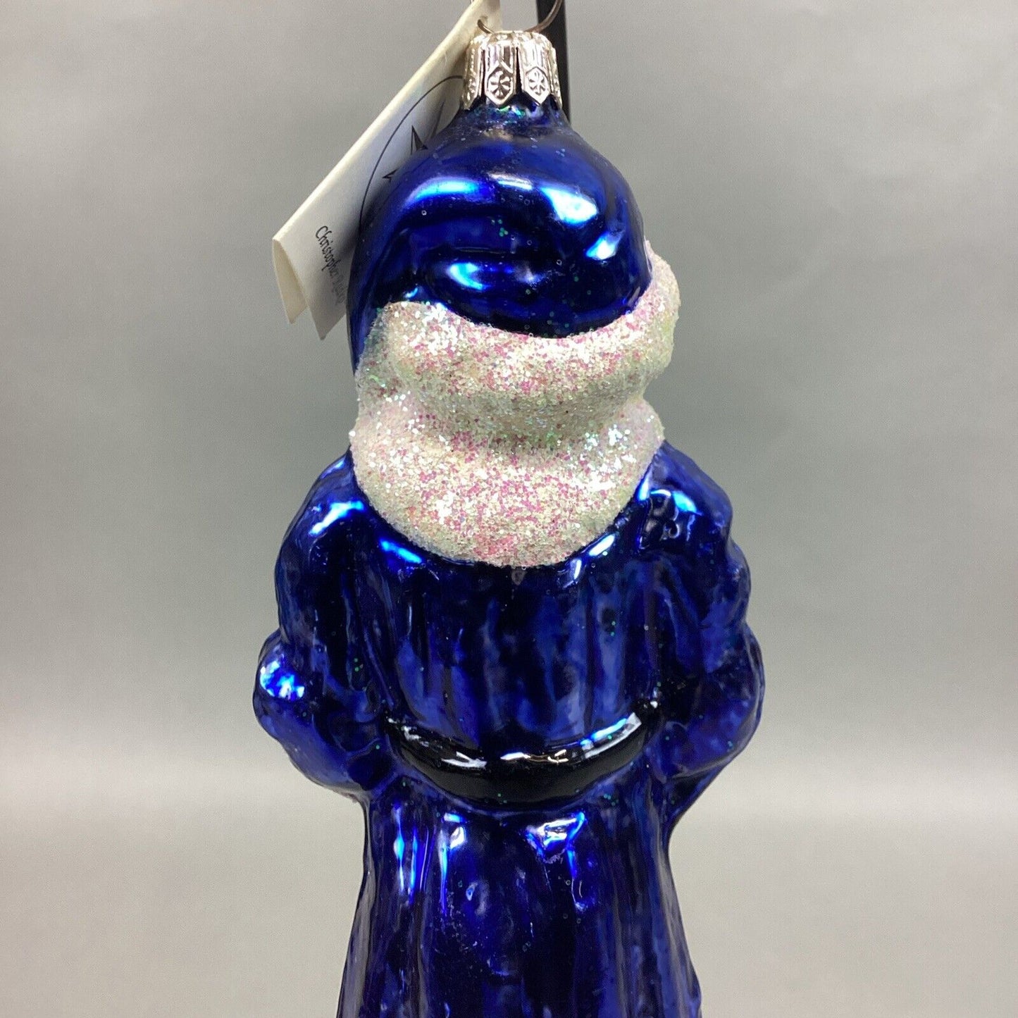 Christopher Radko Sapphire Santa Claus Glass Christmas Ornament With Tag - 7”