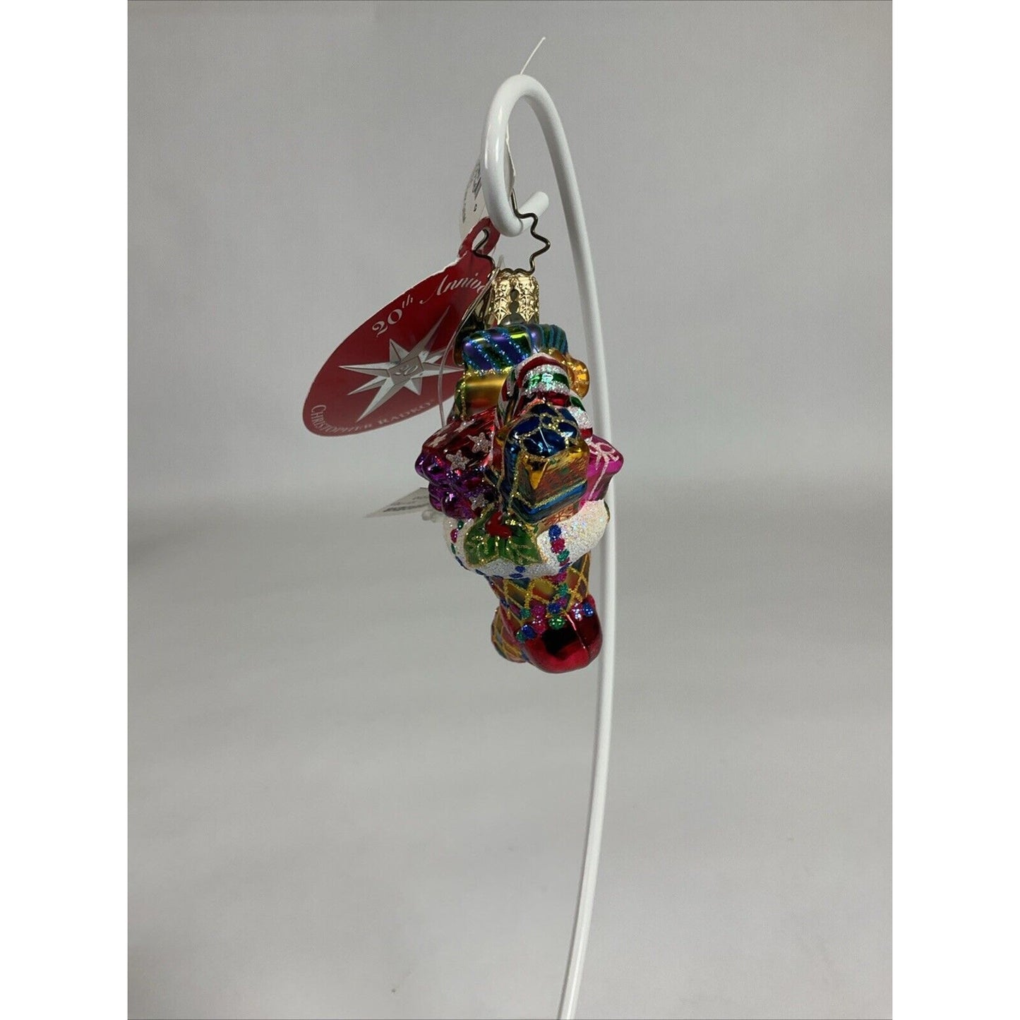 Christopher Radko Fancy Footwork Gem Stocking Stacked With Presents Ornament