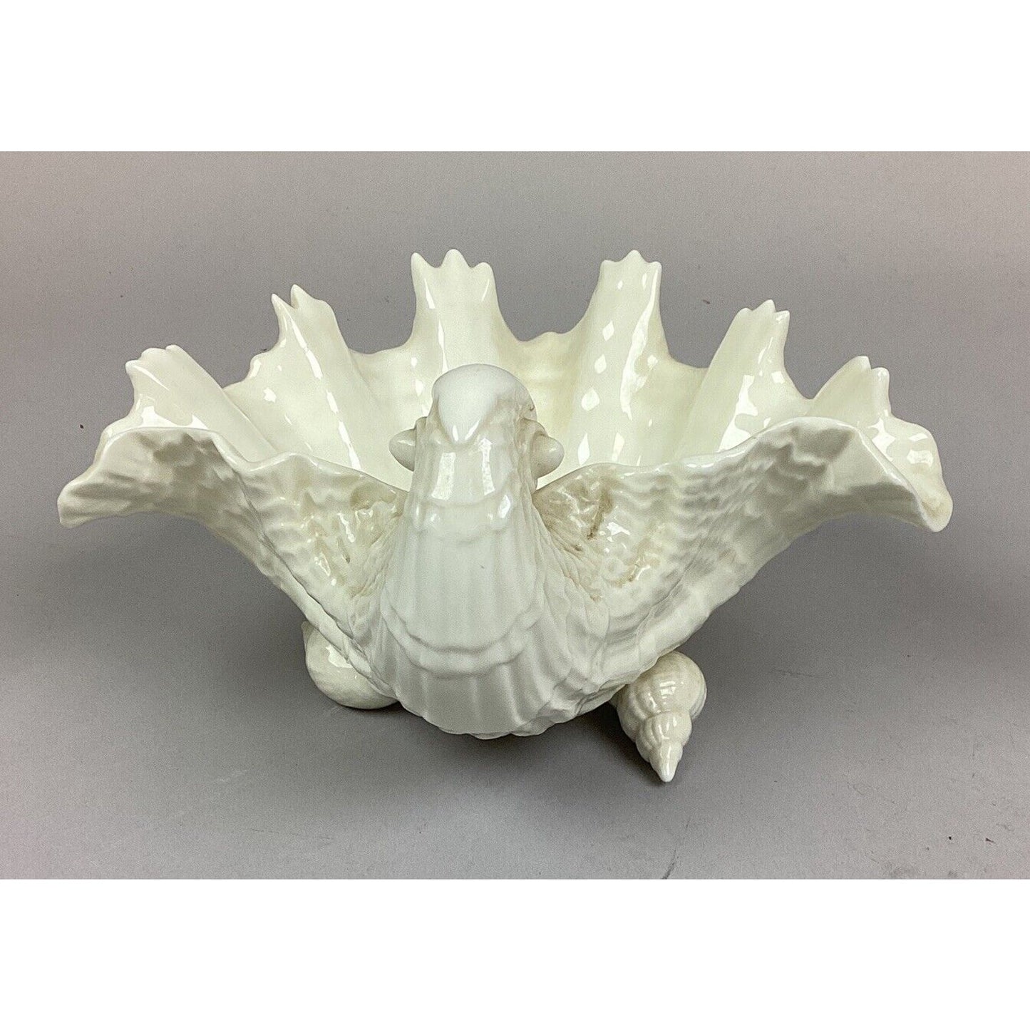 Vintage Fitz & Floyd Bone China Seashell Bowl Dish with 3 Shell Feet - 8”