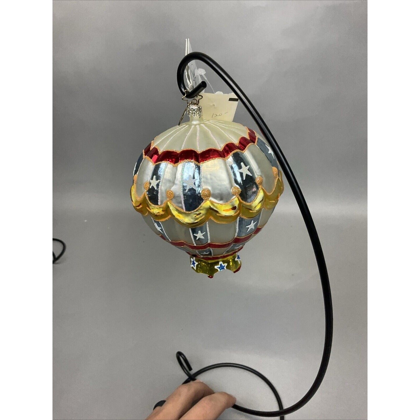 Radko Glory Abounds + Candy Striped Balloon Christmas Ornament / Damaged