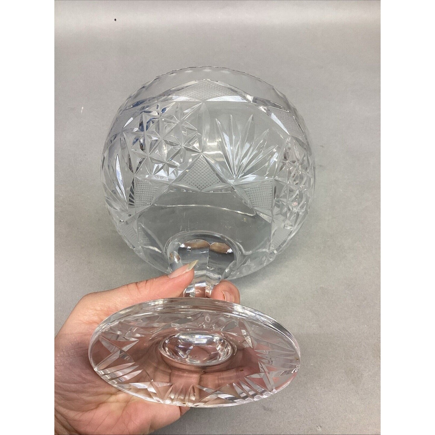 Vintage Decorative Cut Glass Pedestal Dome Lid Candy Nut Dish - 12”H