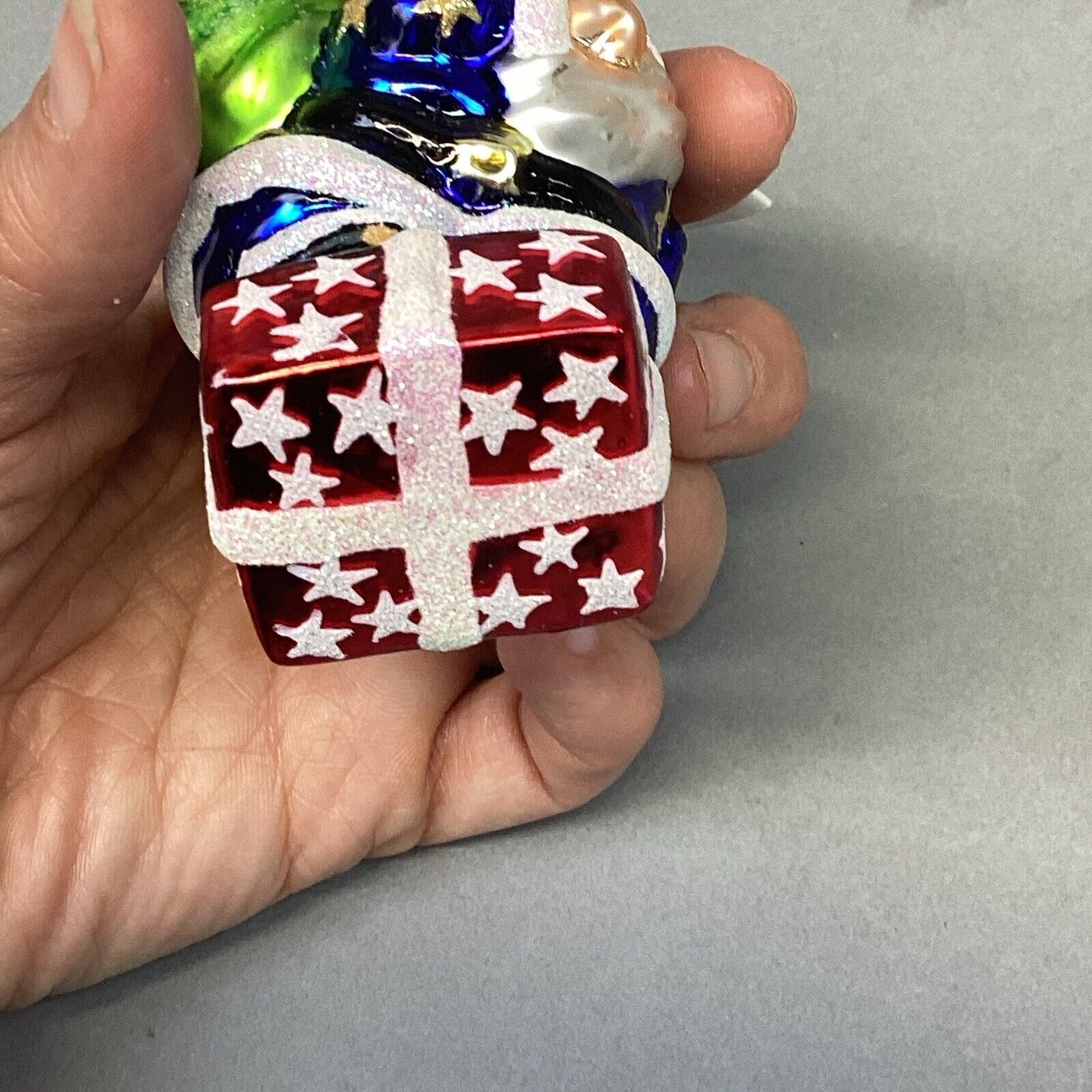 Christopher Radko 1999 Secret Santa Jr. Glitter Blue Santa W/ Tags - #999850