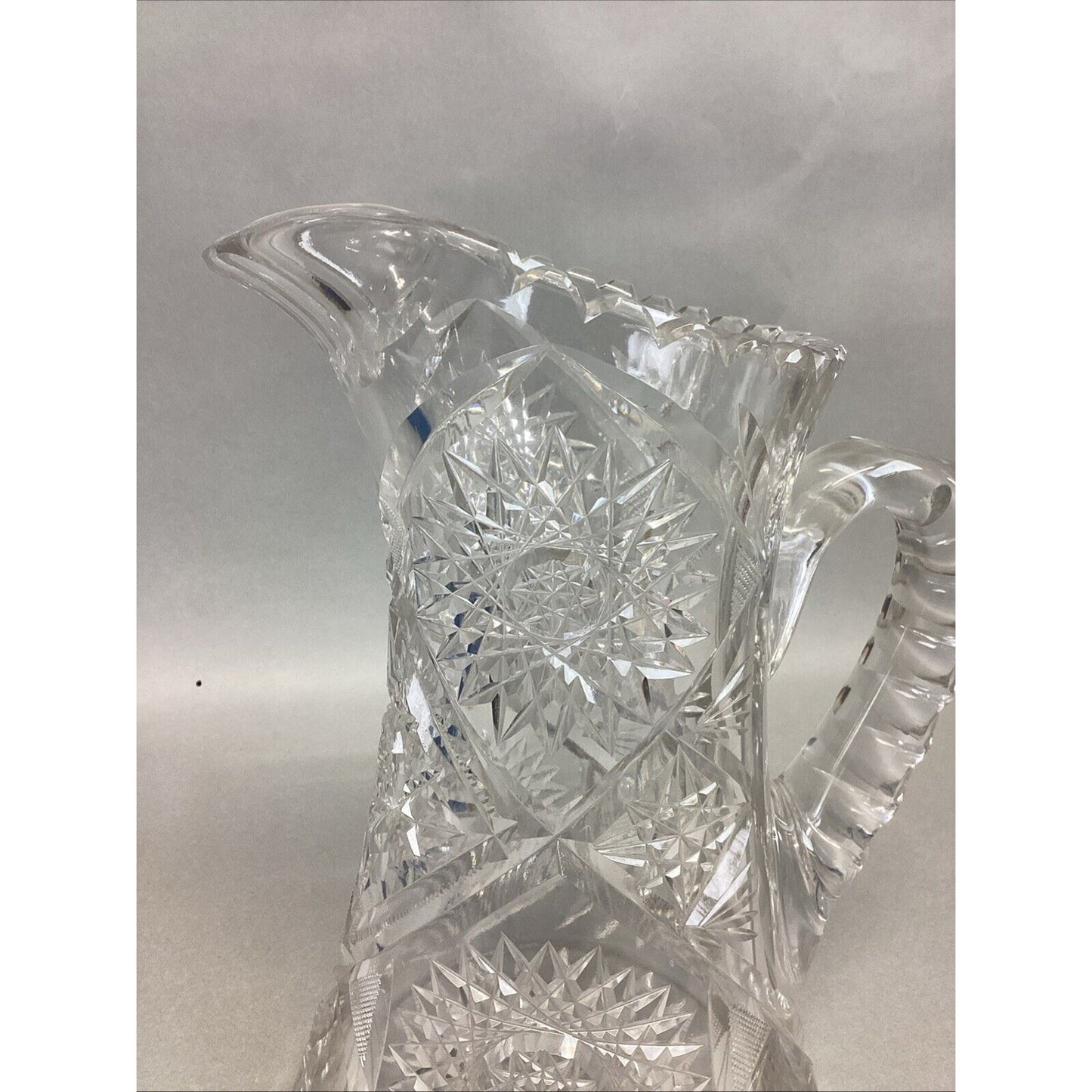 Vintage Decorative American Cut Glass Pitcher - 10”